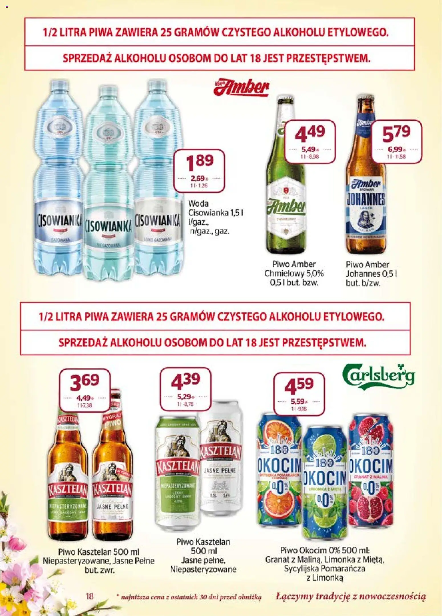 Społem gazetka od 01.04.2026 | Strona: 18 | Produkty: Limonka, Piwo, Woda