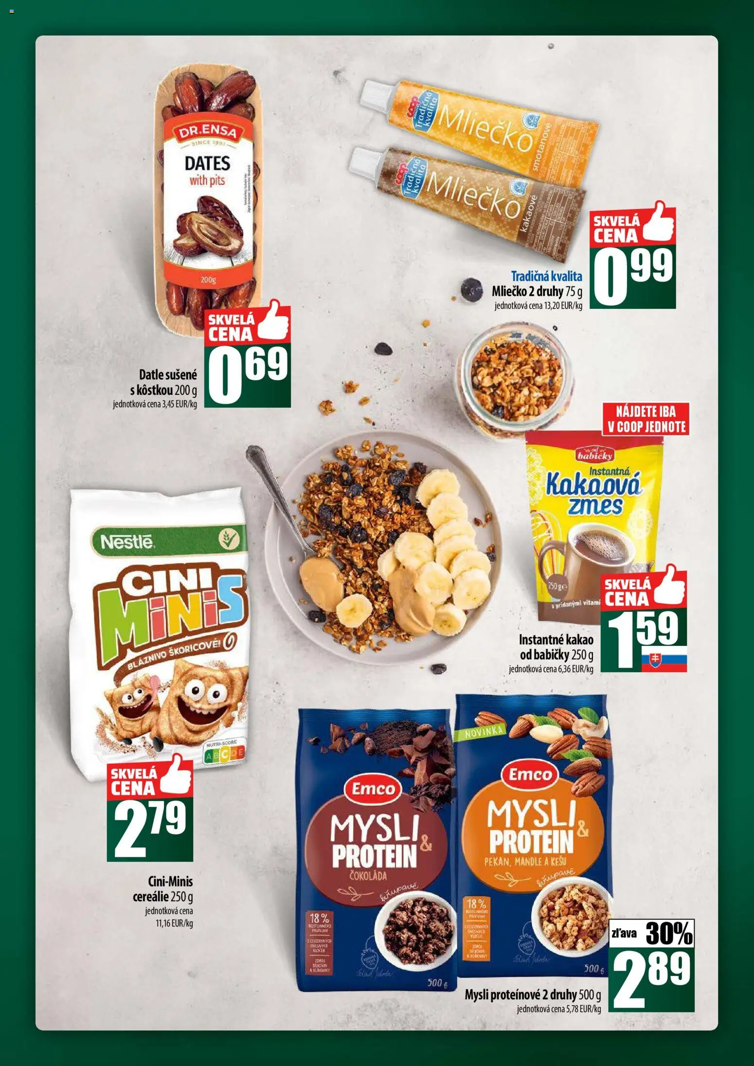 Nové COOP Jednota akcie – leták je platný od 27.11.2025 | Strana: 39 | Produkty: Protein, Čokoláda, Cereálie, Kakao