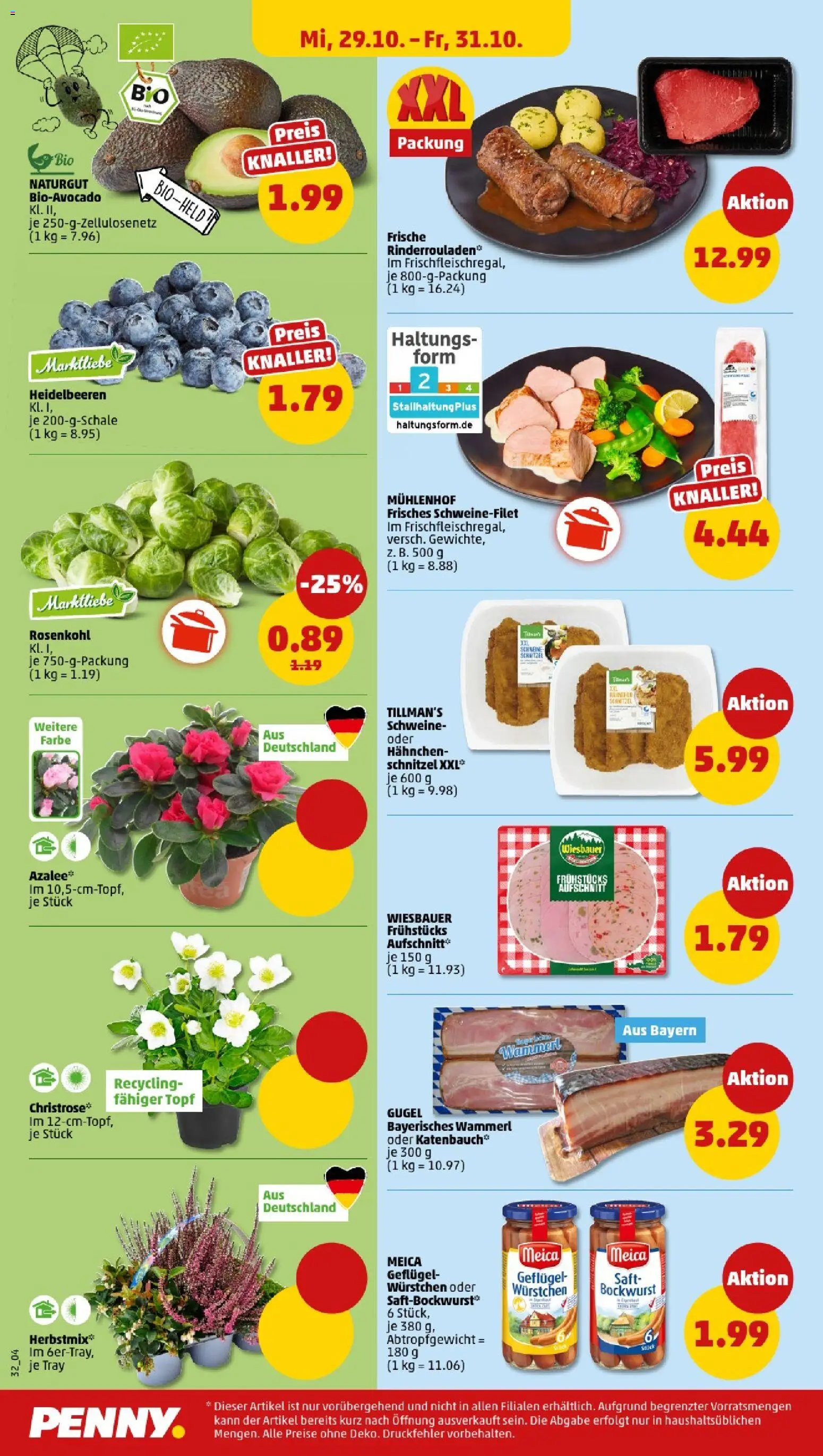 Penny - Bayern  – gültig ab 27.10.2025 | Seite: 34 | Produkte: Rinderrouladen, Hahnchen, Schweinefilet, Saft
