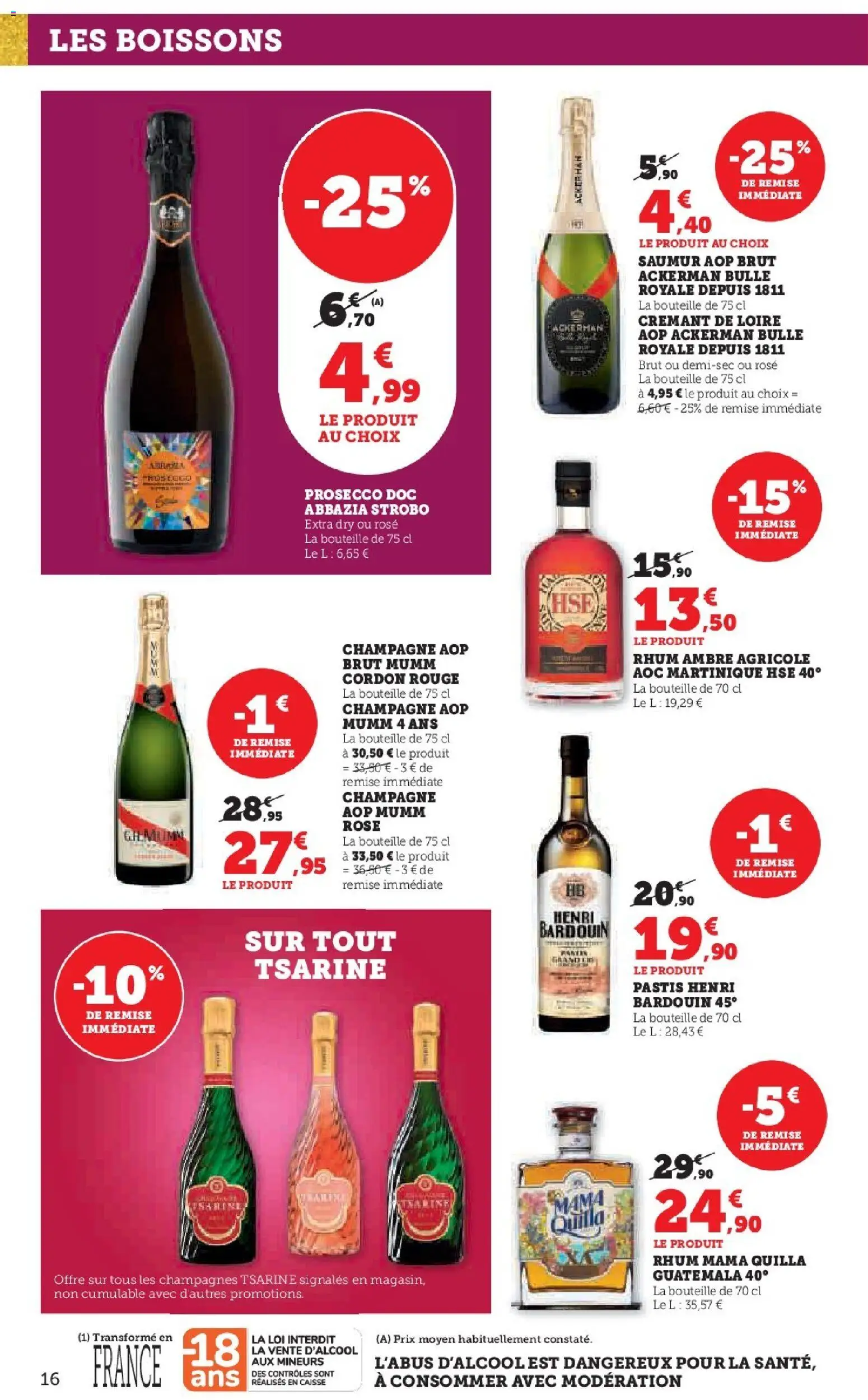 {H1} | Page: 16 | Produits: Pastis, Champagne, Crémant, Prosecco