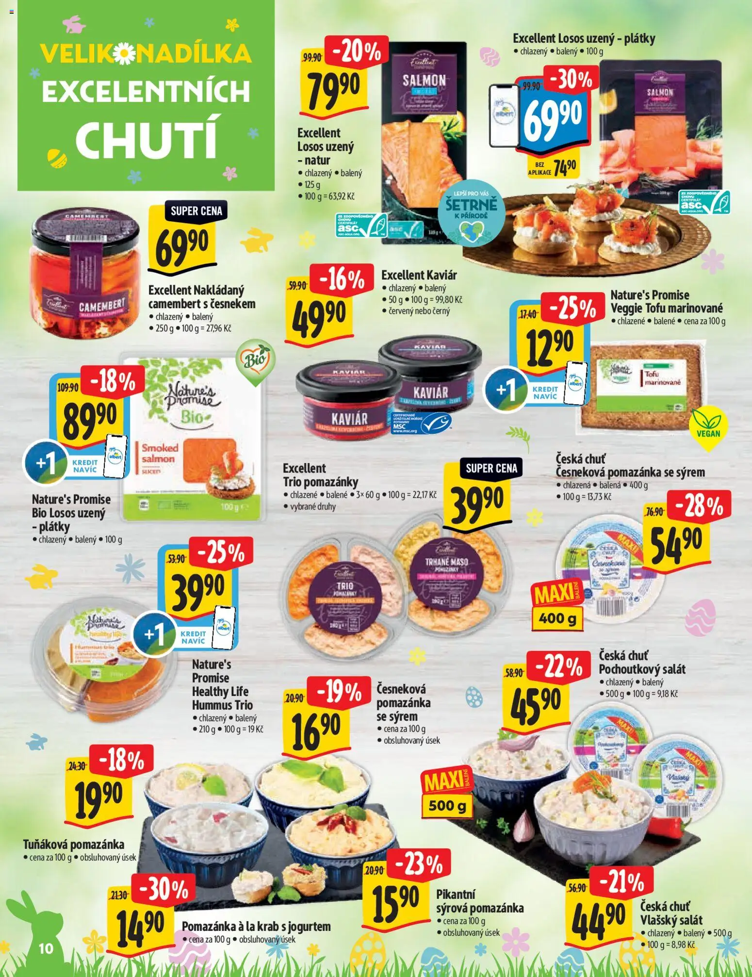 Albert katalog - Hypermarket od 25.03.2026 | Strana: 10 | Produkty: Hummus, Tofu, Losos, Pomazánka