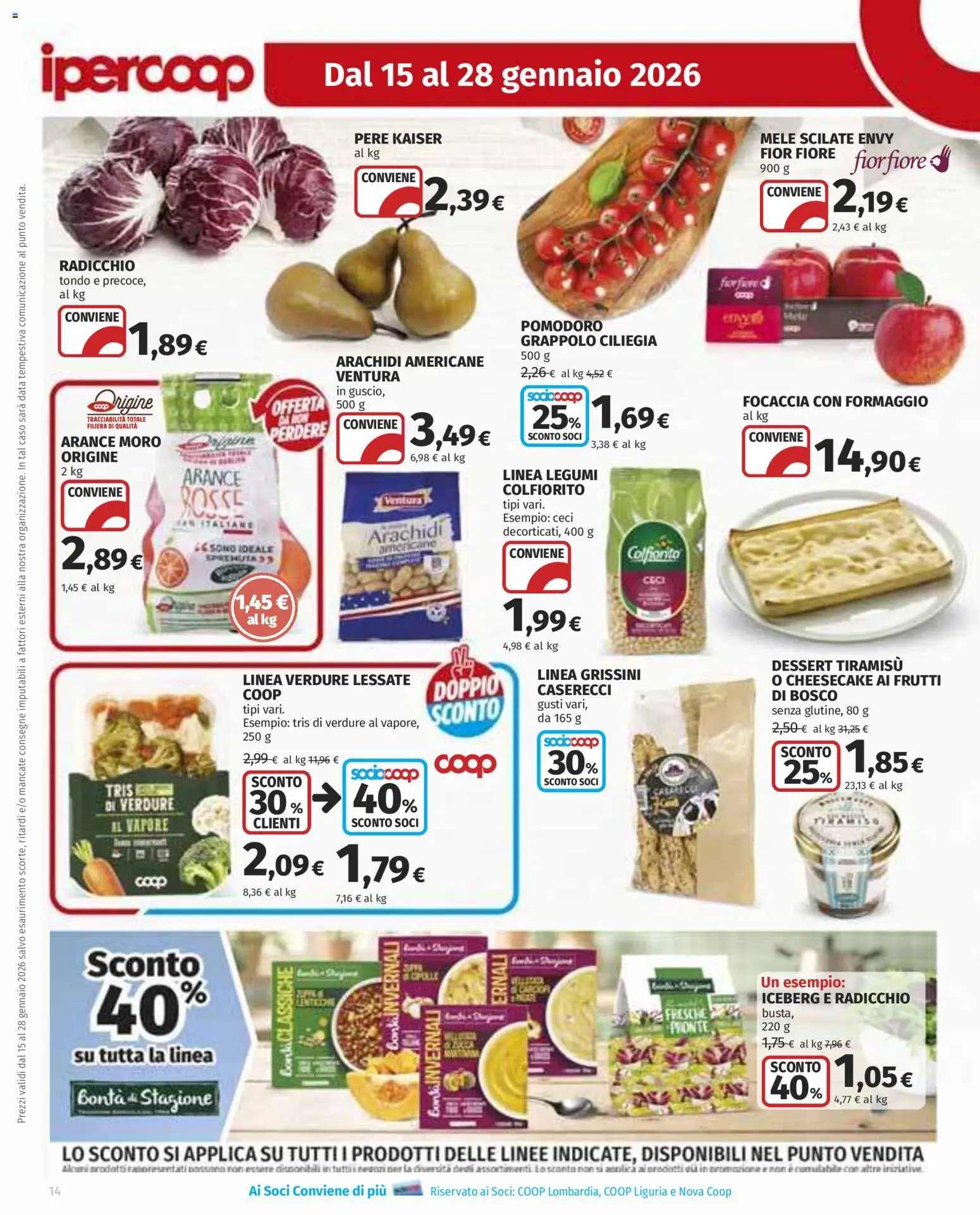 Volantino Ipercoop del 15.01.2026 | Pagina: 14 | Prodotti: Legumi, Ceci, Data, Grissini