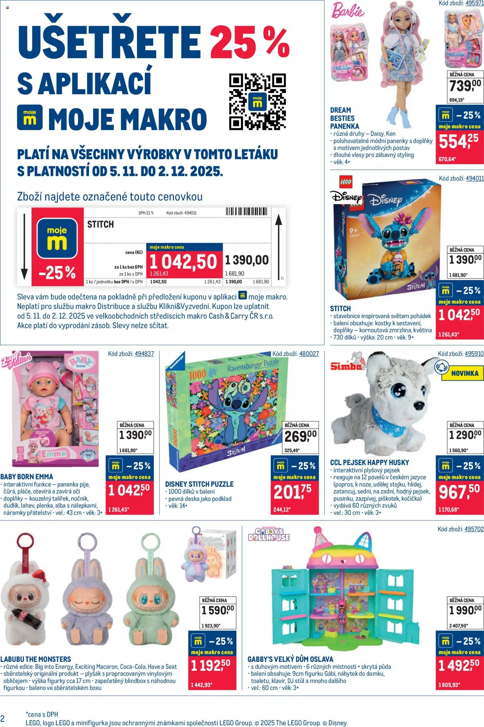 Makro leták - Hračky od 05.11.2025 | Strana: 2 | Produkty: LEGO, Stavebnice, Barbie, Stůl