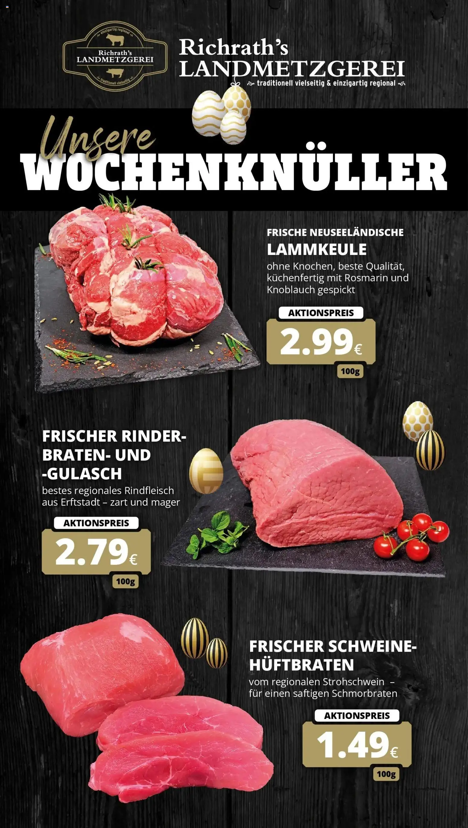 Rewe Prospekt Bergheim	 – gültig ab 30.03.2026 | Seite: 9 | Produkte: Lammkeule, Gulasch, Knoblauch, Rindfleisch