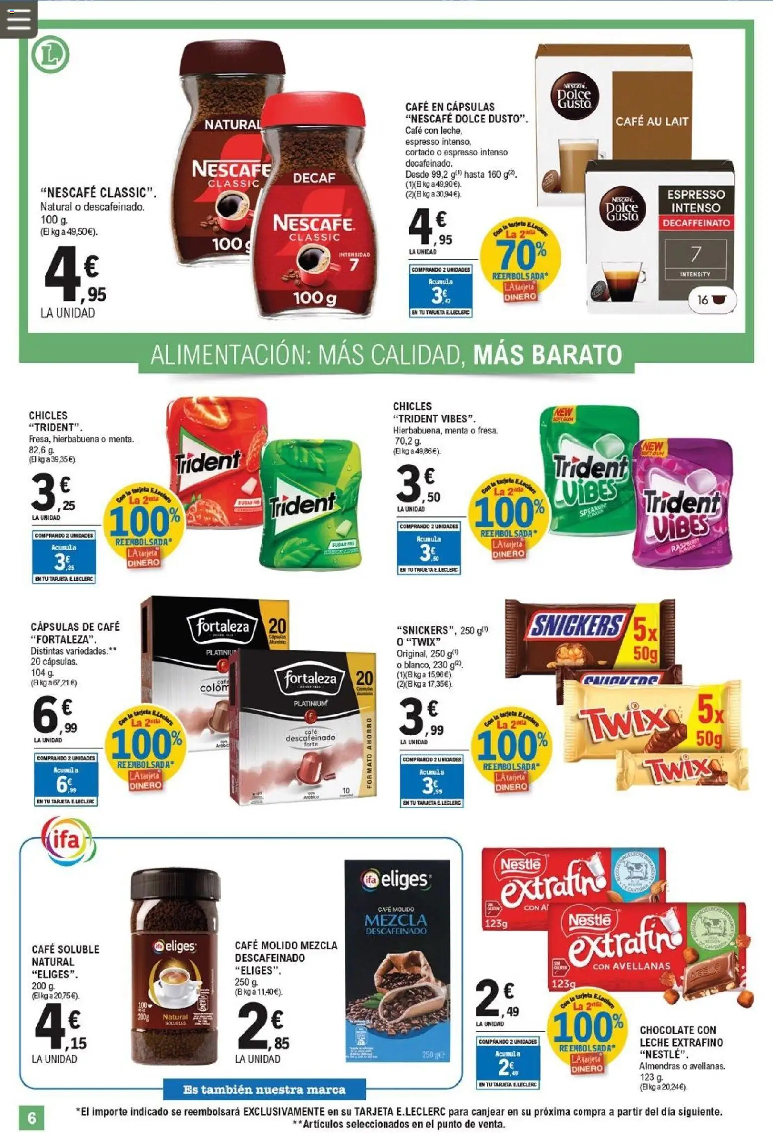 E.Leclerc folleto │ válido desde el 11.03.2026 | Página: 6 | Productos: Leche, Café, Café molido, Μηχανή καφέ