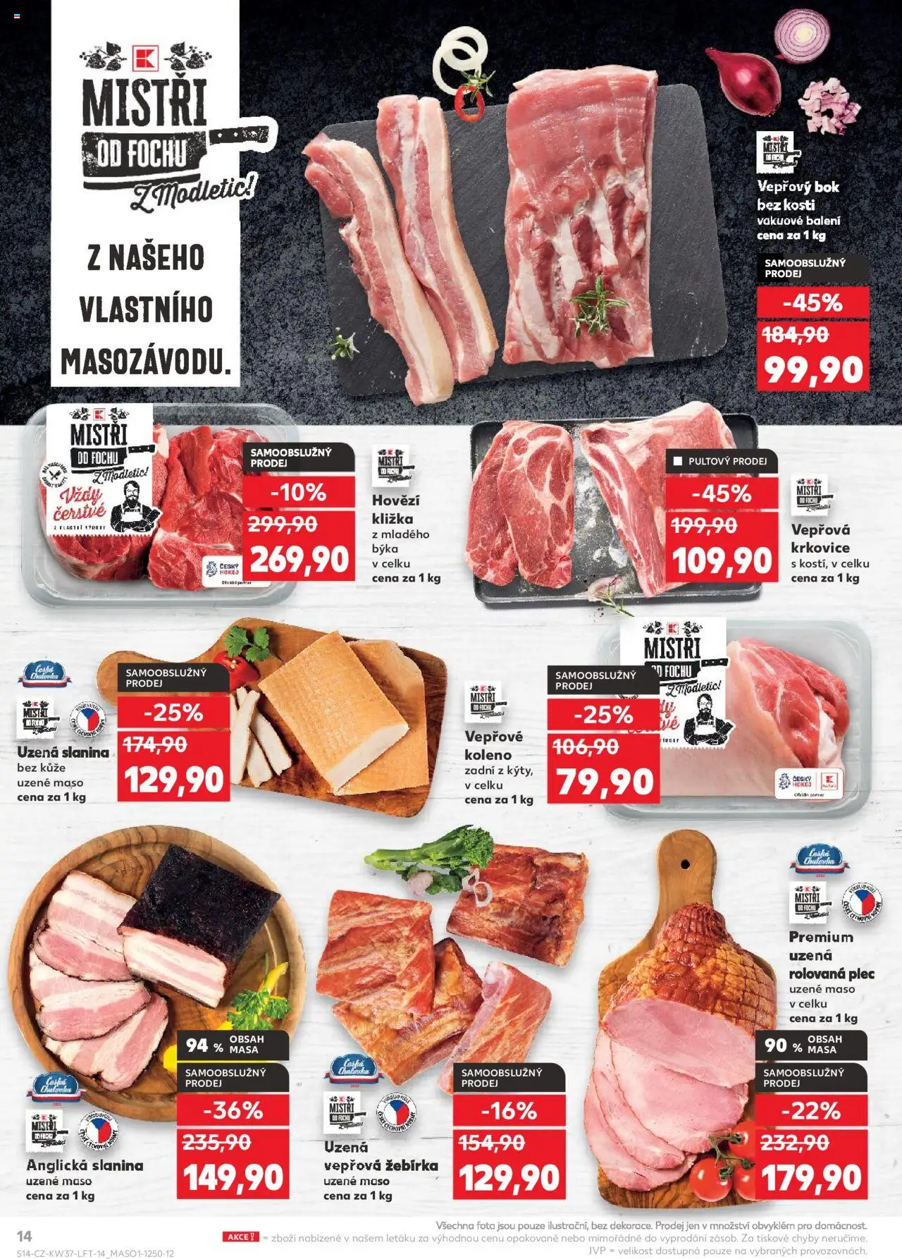 Kaufland leták - Kolín od 10.09.2025 | Strana: 14 | Produkty: Vepřové koleno zadní, Maso, Krkovice, Vepřová krkovice