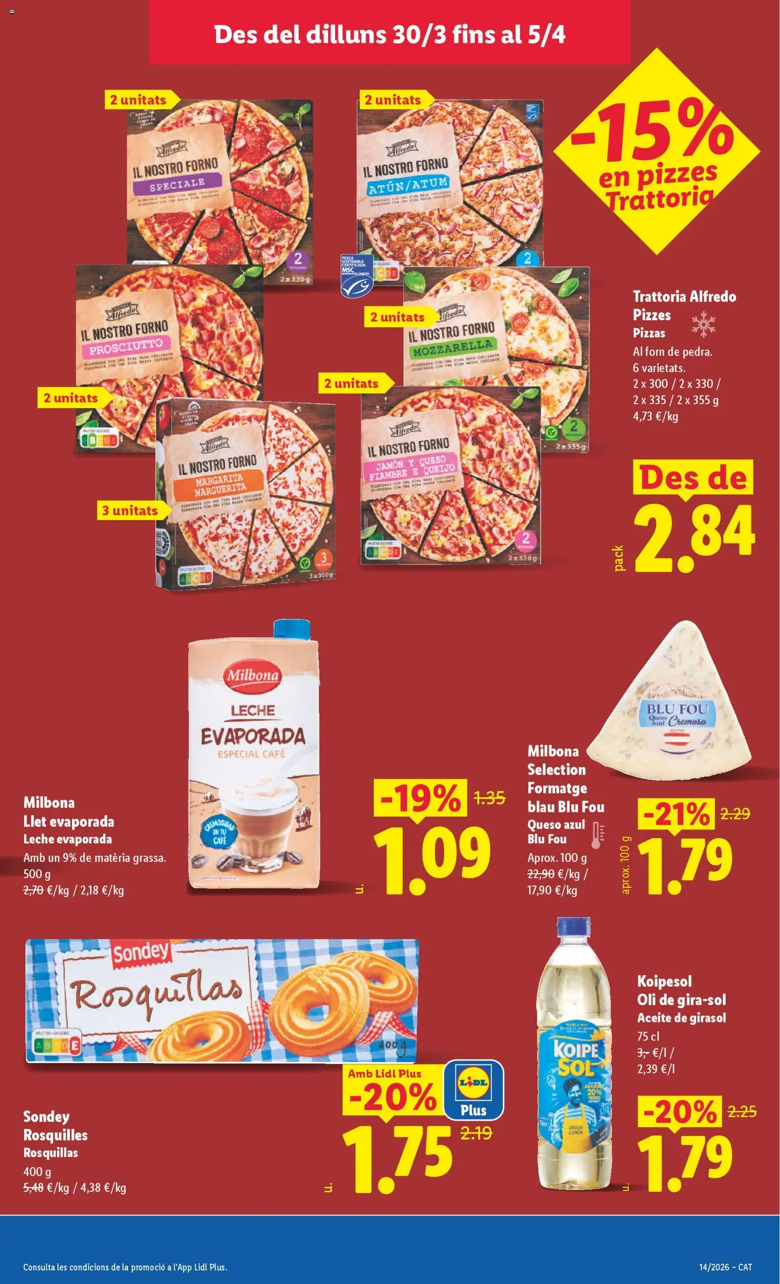 Lidl folleto │ válido desde el 30.03.2026 | Página: 19 | Productos: Queso, Aceite, Pizza, Aceite de girasol
