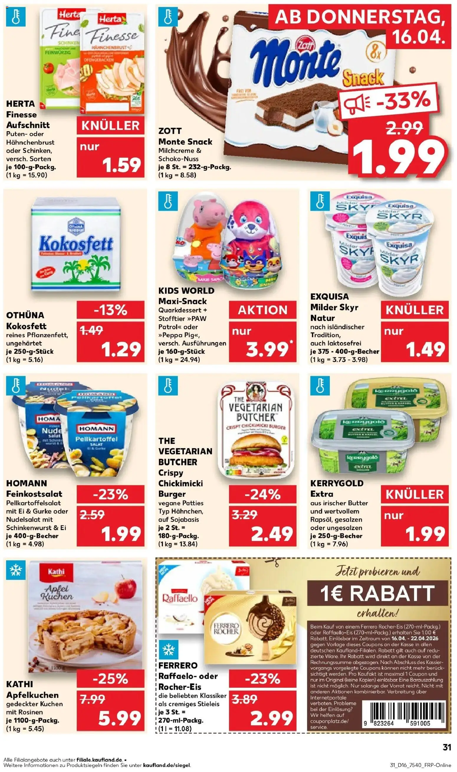 Kaufland Prospekt Fürstenwalde	 – gültig ab 16.04.2026 | Seite: 31 | Produkte: Ferrero rocher, Exquisa, Herta finesse, Hahnchenbrust
