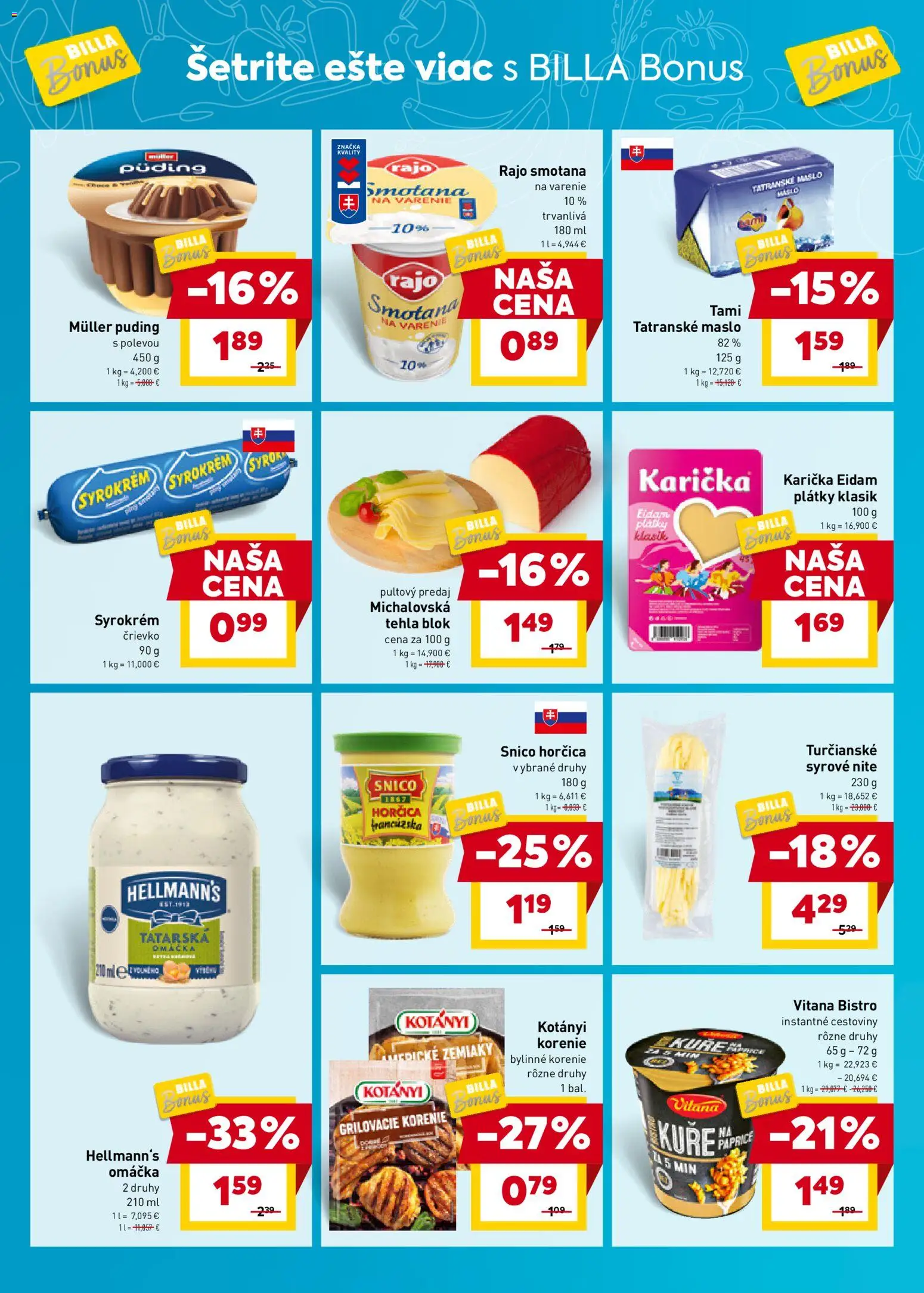 Nové Billa akcie – leták je platný od 18.02.2026 | Strana: 4 | Produkty: Cestoviny, Smotana, Eidam, Puding