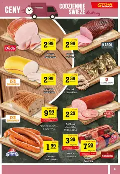 Gram Market Gazetka od 17.09.2025 | Strona: 3 | Produkty: Kiełbasa, Szynka, Boczek, Metka cebulowa