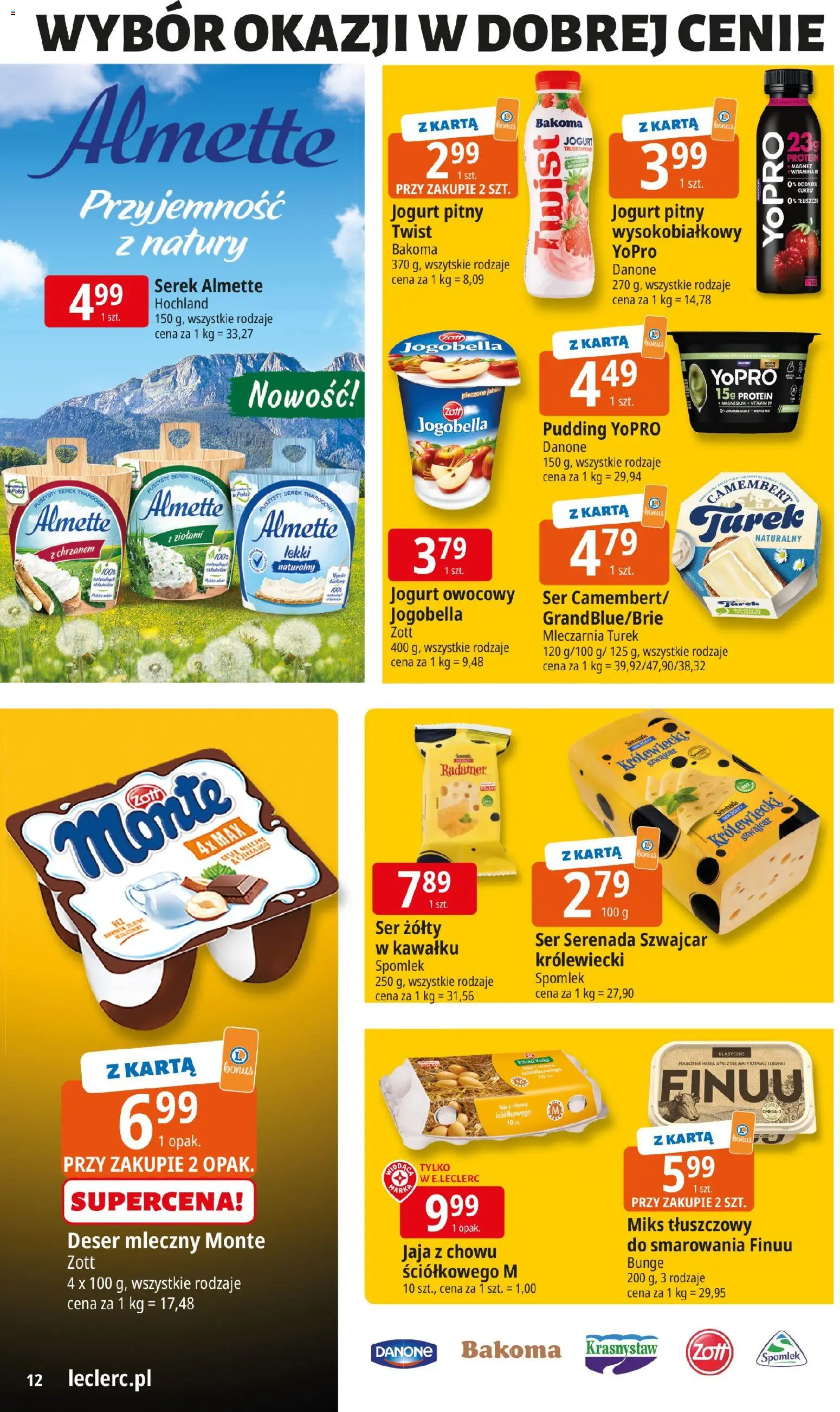 E.Leclerc Gazetka - Warszawa Jerozolimskie od 18.11.2025 | Strona: 12 | Produkty: Karta, Camembert, Jogurt, Jaja