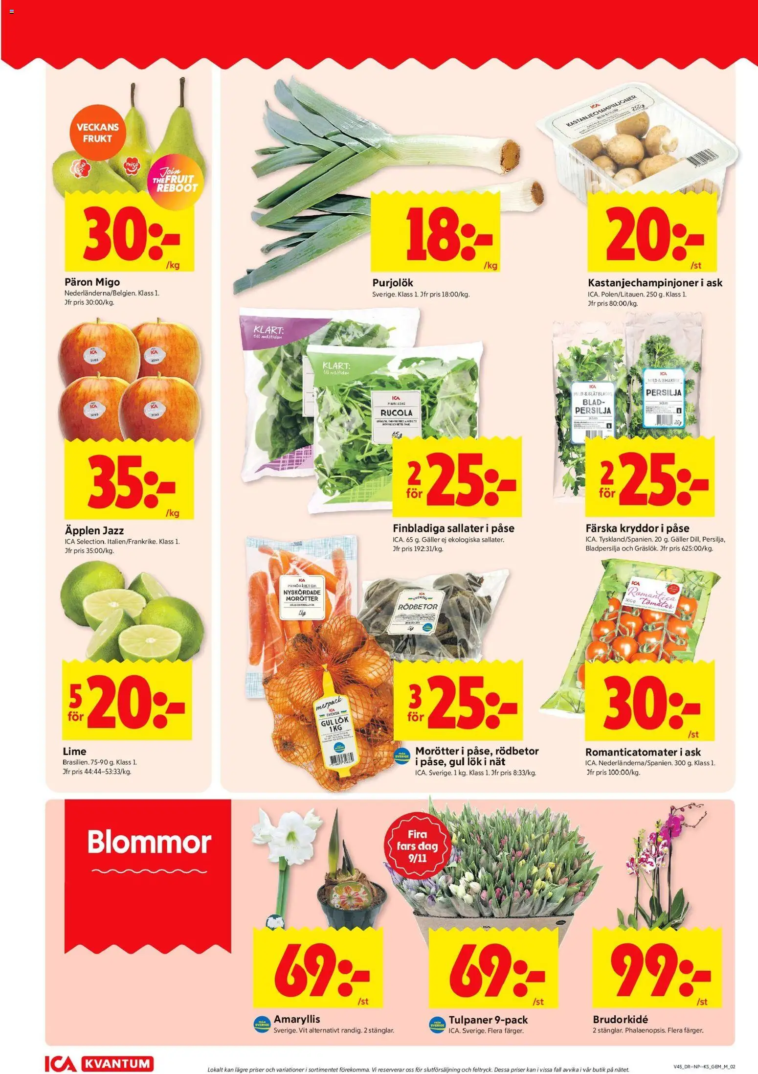 ICA Kvantum reklamblad aktuell från 03.11.2025 | Sida: 2 | Produkter: Äpplen, Tomater, Lime, Persilja