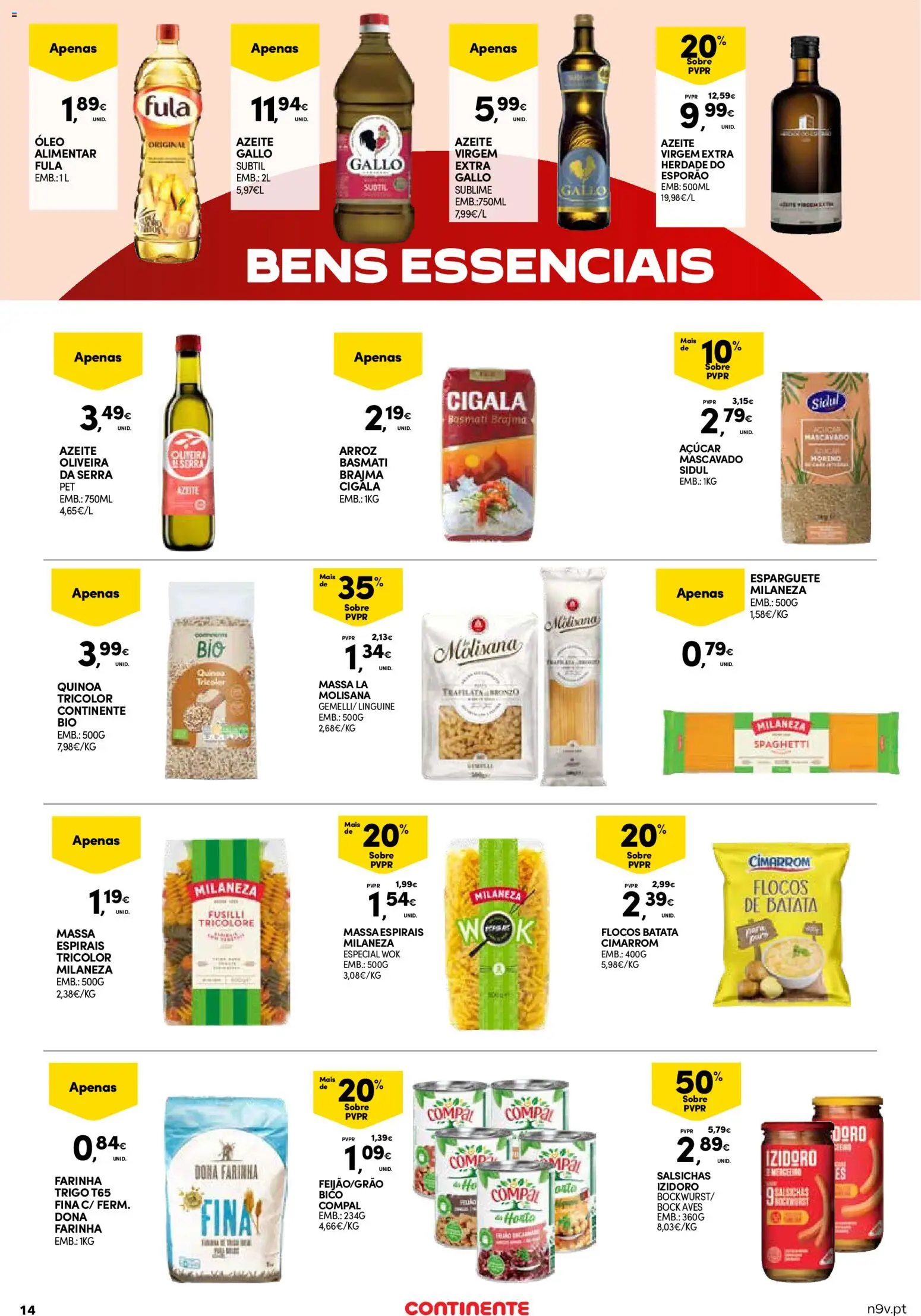 Continente - Açores: Folheto Quinzenal │ válido de 22.01.2026 | Página: 14 | Produtos: Batata, Milaneza, Arroz basmati, Flocos