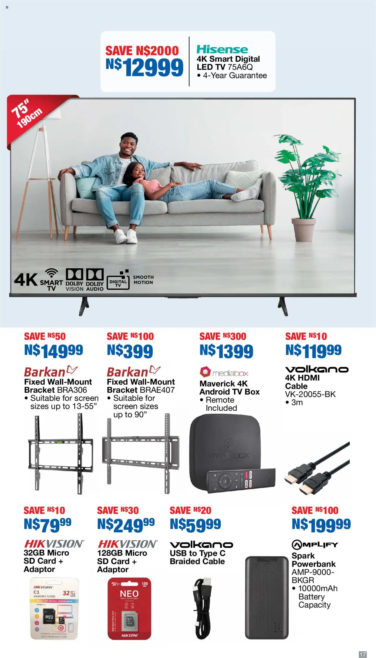 New OK Furniture catalogue – valid from 06.10.2025 | Page: 17 | Products: Powerbank, Audio, Adapter, USB
