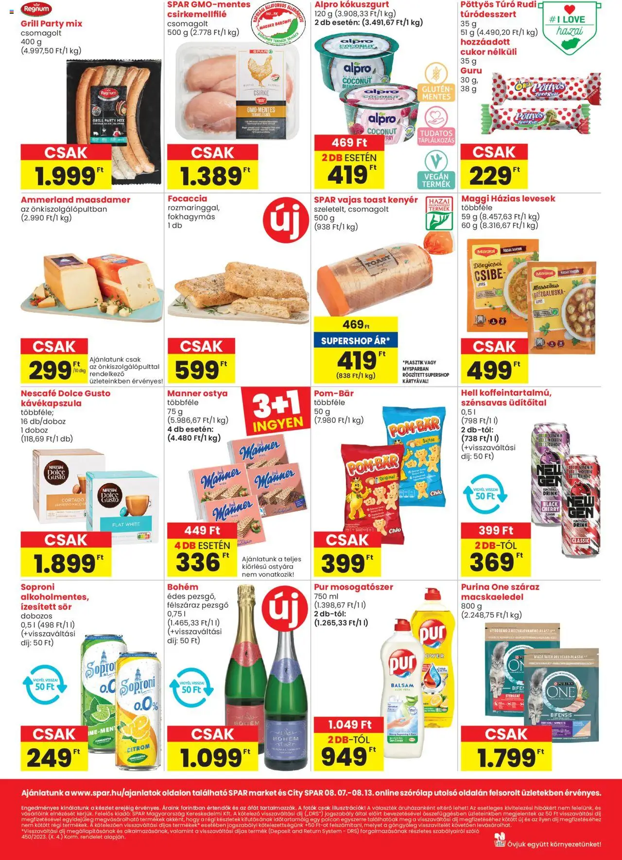 Spar Market akciós ujság - amely érvényes a következő dátumtól: 07.08.2025 | Oldal: 2 | Termékek: Dolce Gusto, Szőlő, Purina one, Toast kenyér