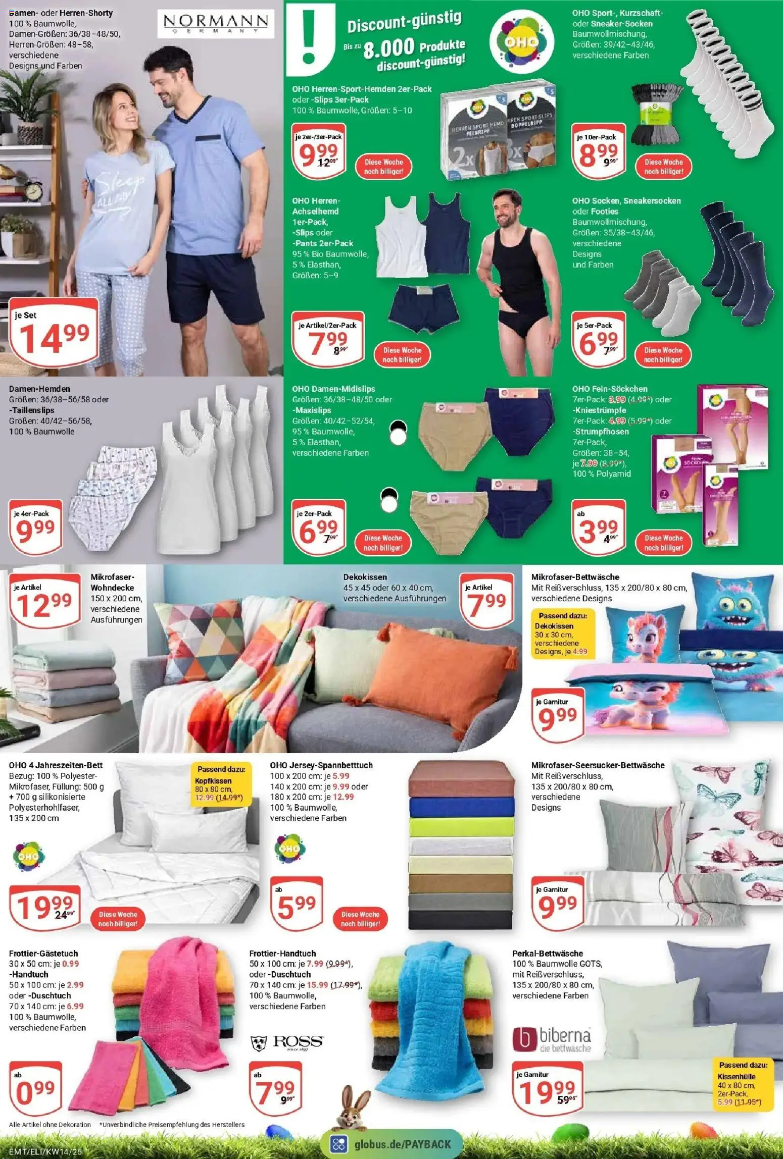 Globus prospekt Erfurt-Linderbach	 – gültig ab 30.03.2026 | Seite: 34 | Produkte: Kniestrümpfe, Bettwäsche, Kopfkissen