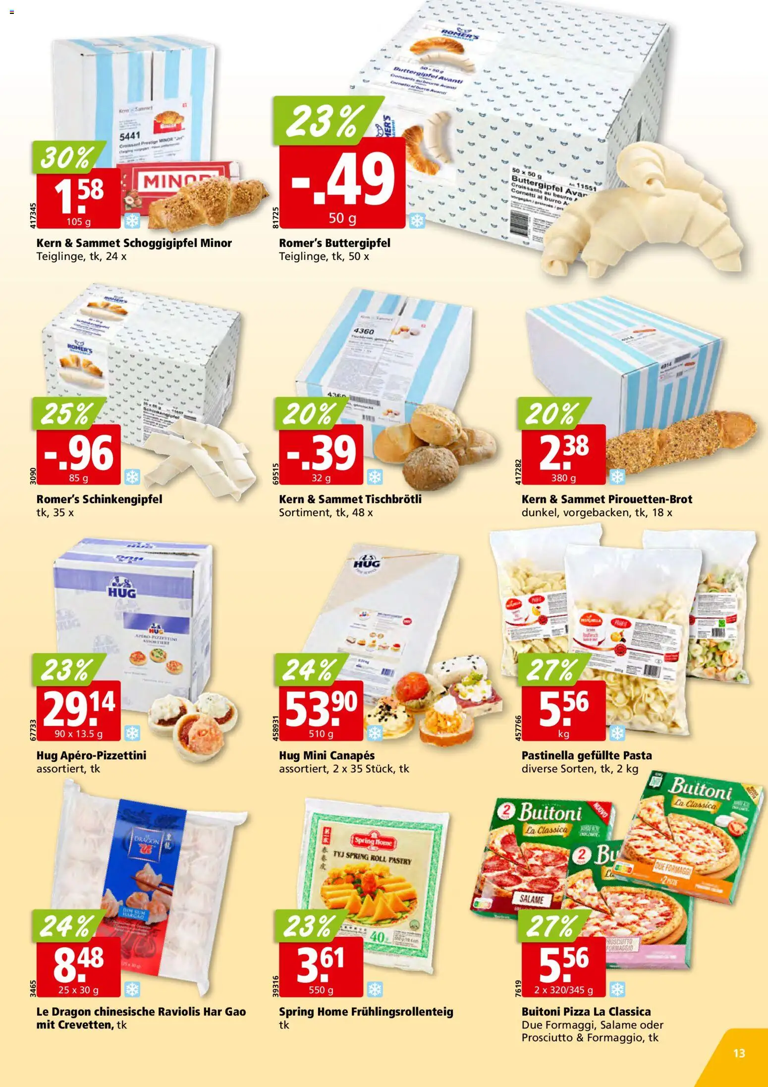 Aligro actionen Schlieren, Gossau SG, Frauenfeld, Rapperswil-Jona, Sargans, Bern, Brüttisellen, Pratteln, Emmen, Spreitenbach – gültig ab 16.03.2026 | Seite: 13 | Produkte: Pizza, Pasta