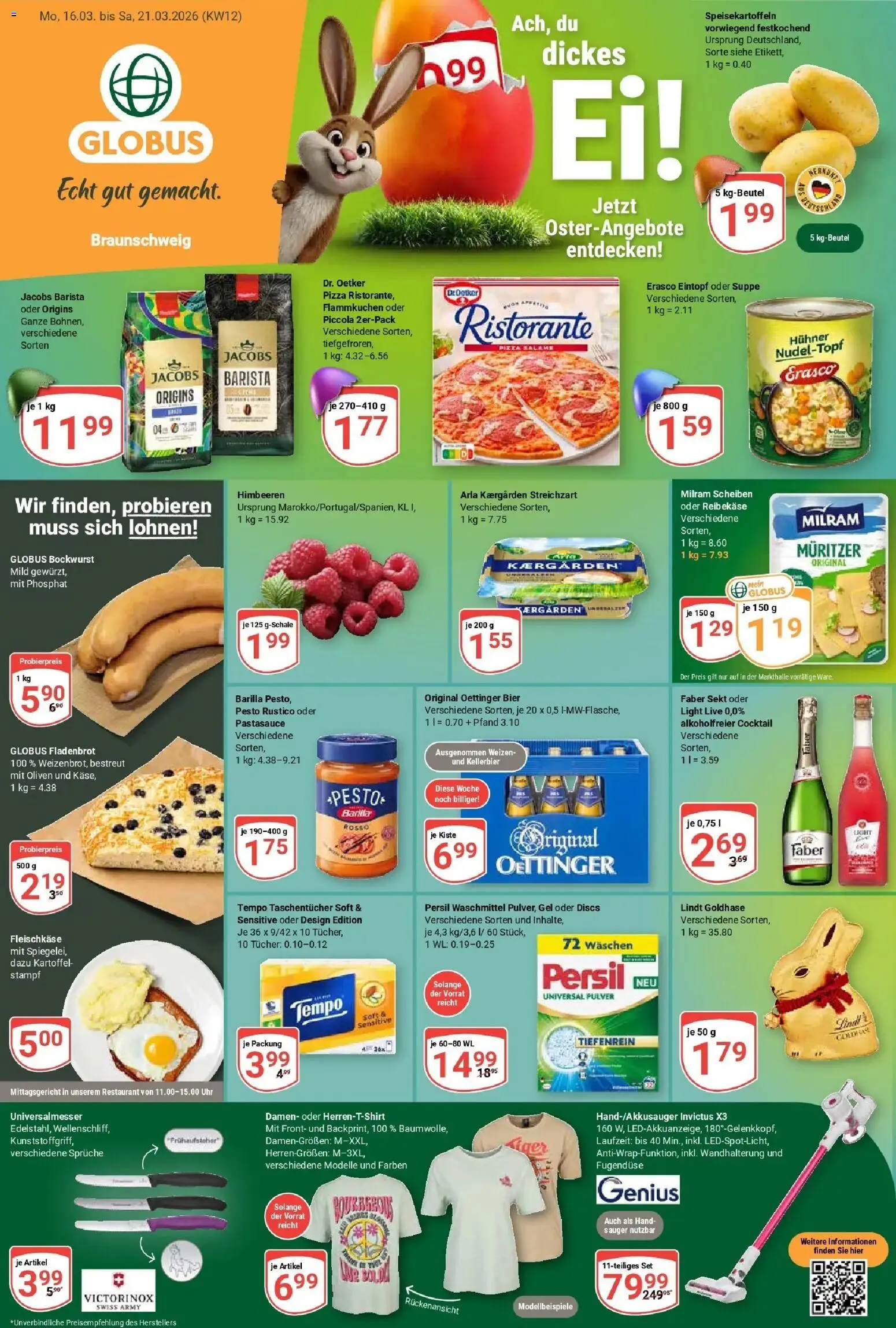 Globus prospekt Braunschweig	 – gültig ab 15.03.2026 | Seite: 1 | Produkte: Ristorante, Bockwurst, Sekt, Reibekase