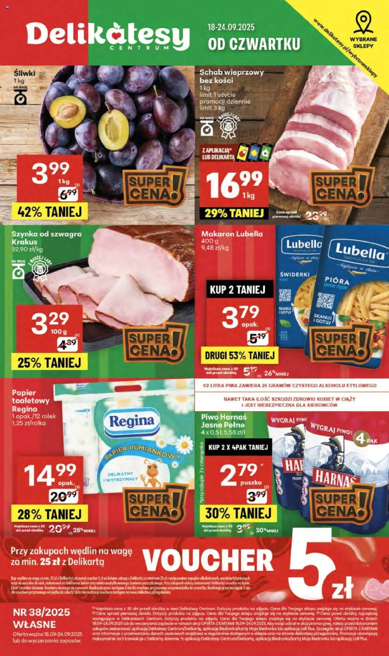 Delikatesy Centrum Gazetka - Sklepy Własne od 18.09.2025 | Strona: 1 | Produkty: Schab, Schab wieprzowy, Szynka, Makaron