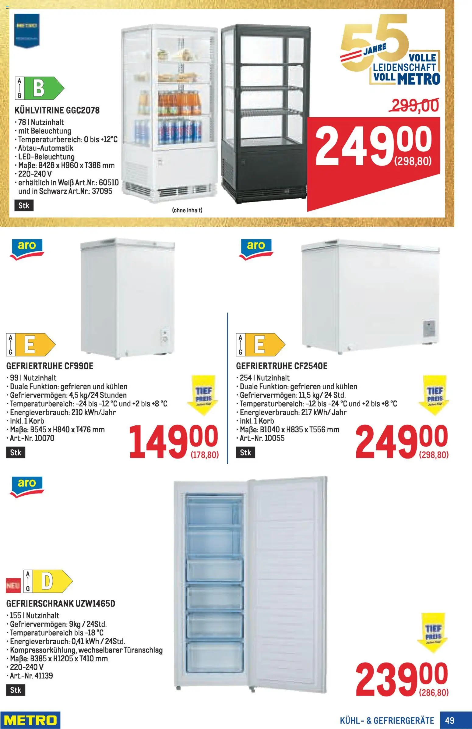 Metro angebote Profi gültig ab 05.03.2026 | Seite: 49 | Produkte: Gefrierschrank, Korb