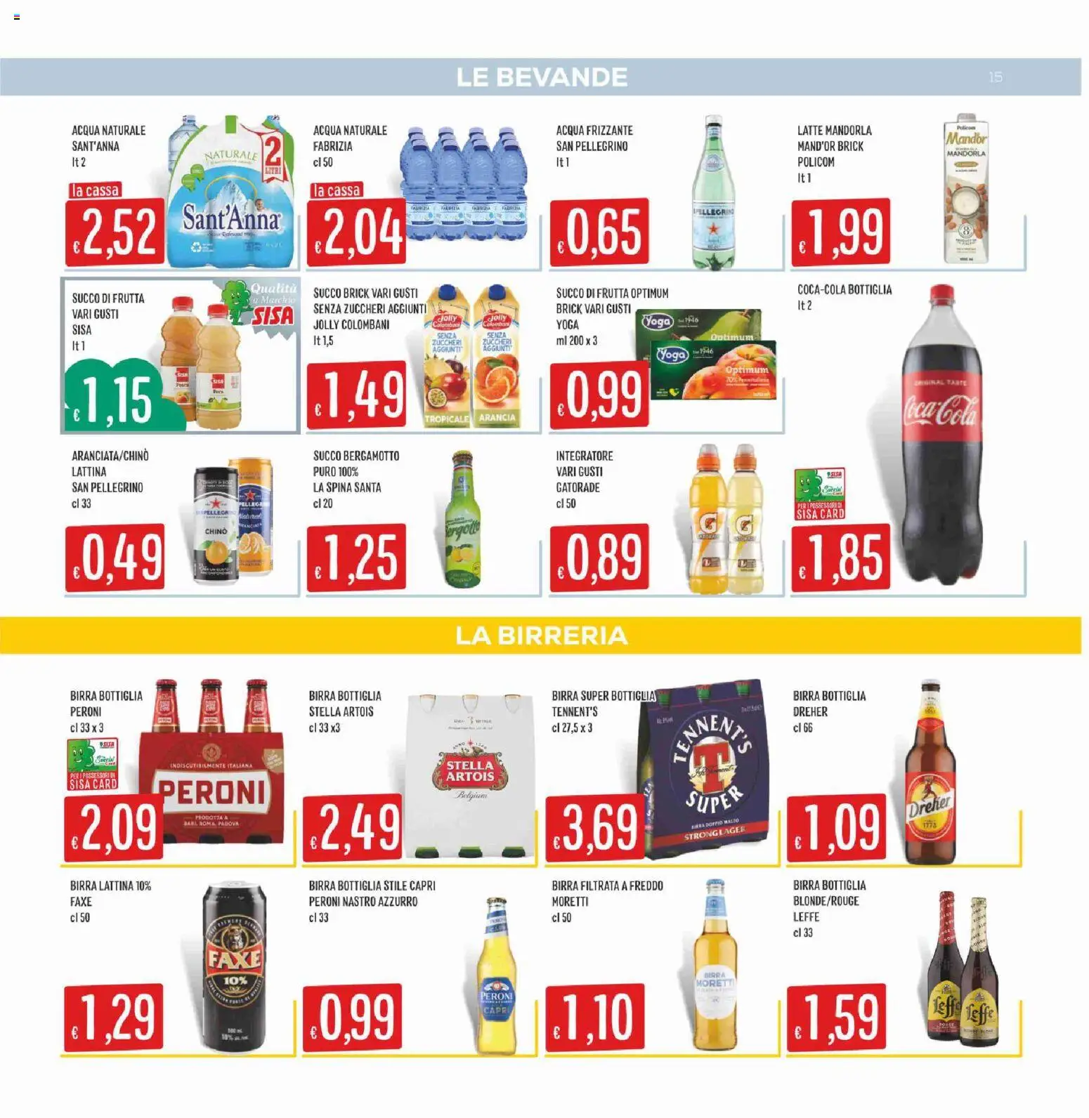 Volantino SISA del 07.04.2026 | Pagina: 15 | Prodotti: Tennent's, Succo, Birra, Acqua