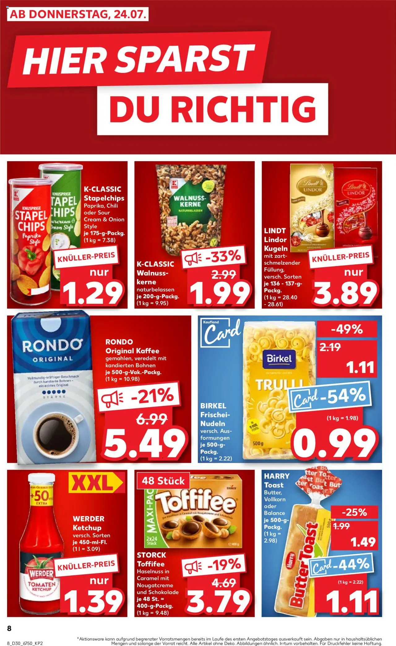 Kaufland Prospekt 	 - gültig ab dem 24.07.2025 | Seite: 8 | Produkte: Butter, Toast, Schokolade, Chili