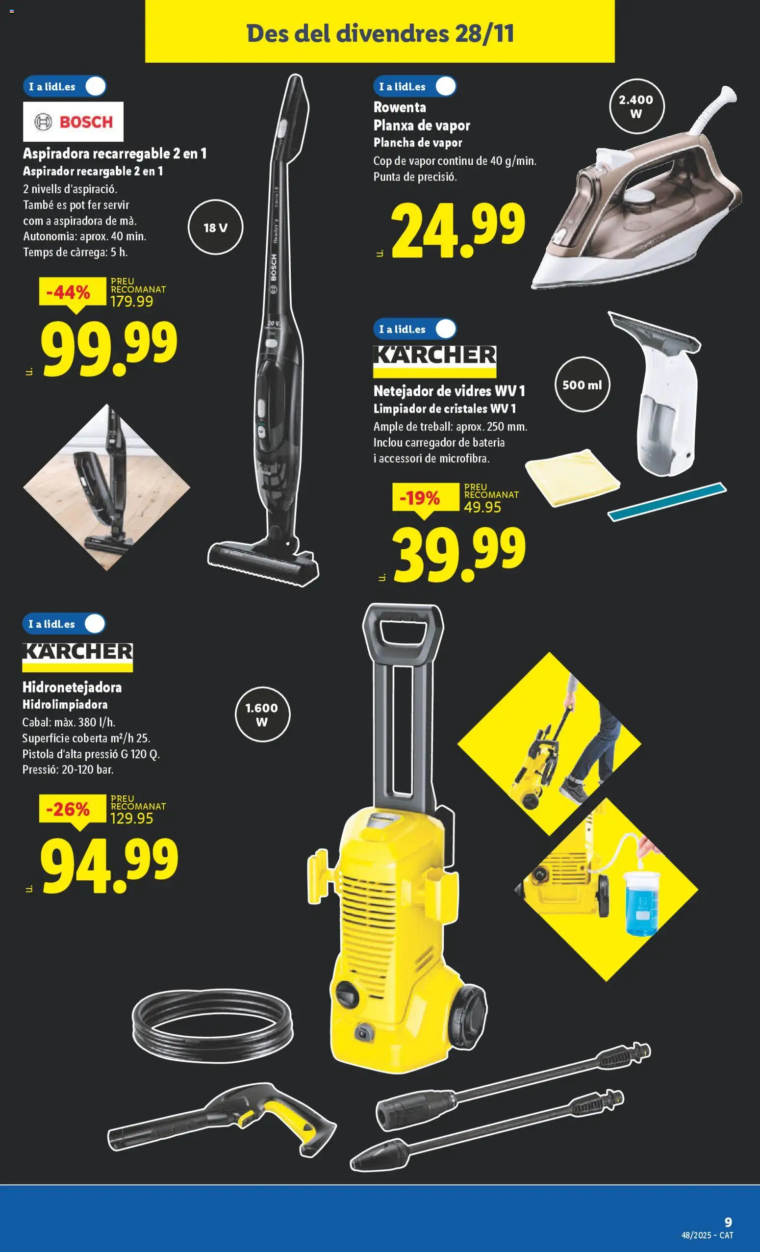 Lidl - Black Friday │ válido desde el 24.11.2025 | Página: 17 | Productos: Hidrolimpiadora, Plancha, Aspirador, Batería
