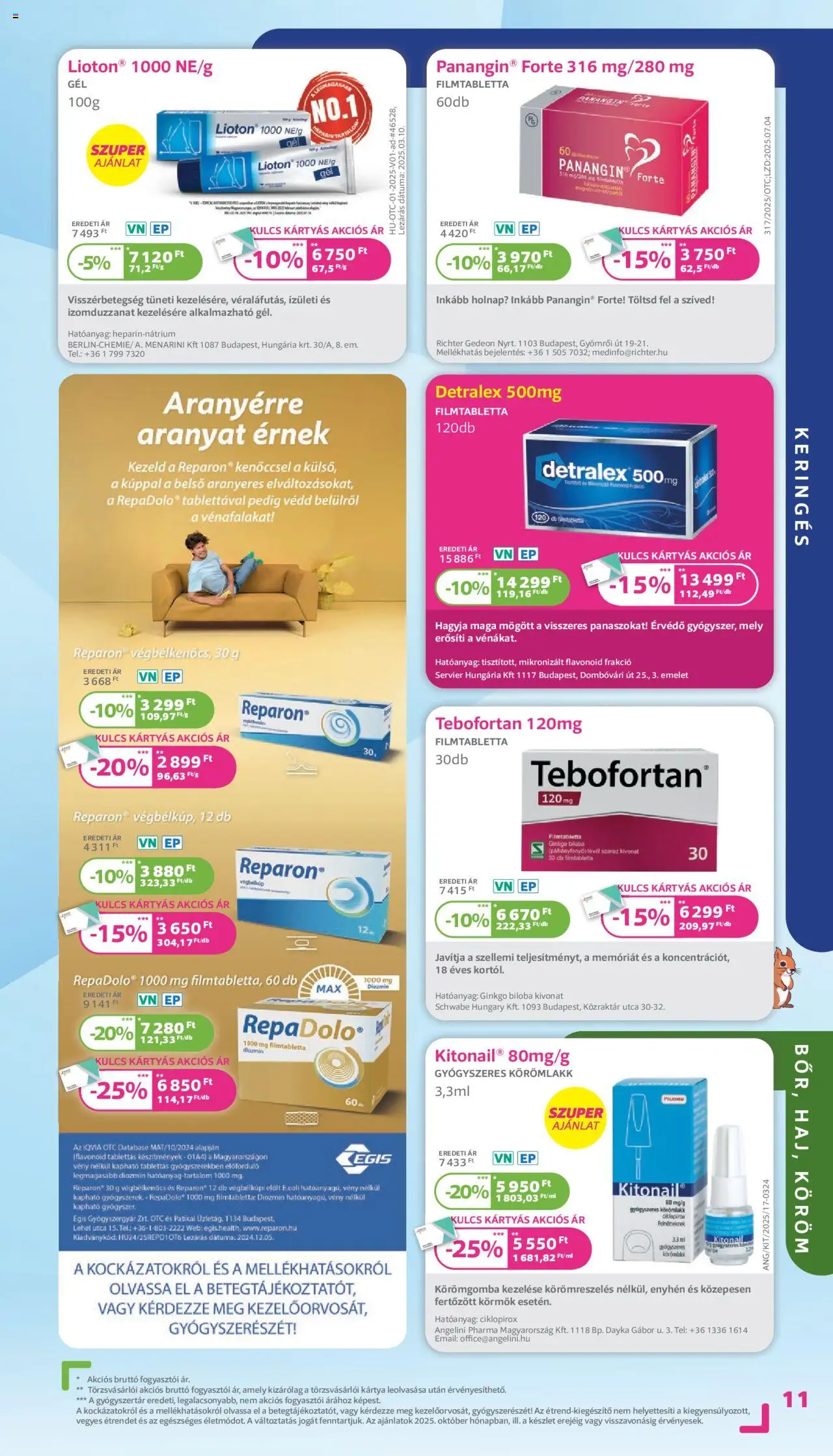Kulcs Patika akciós ujság - amely érvényes a következő dátumtól: 01.10.2025 | Oldal: 11 | Termékek: Ginkgo biloba, Körömlakk