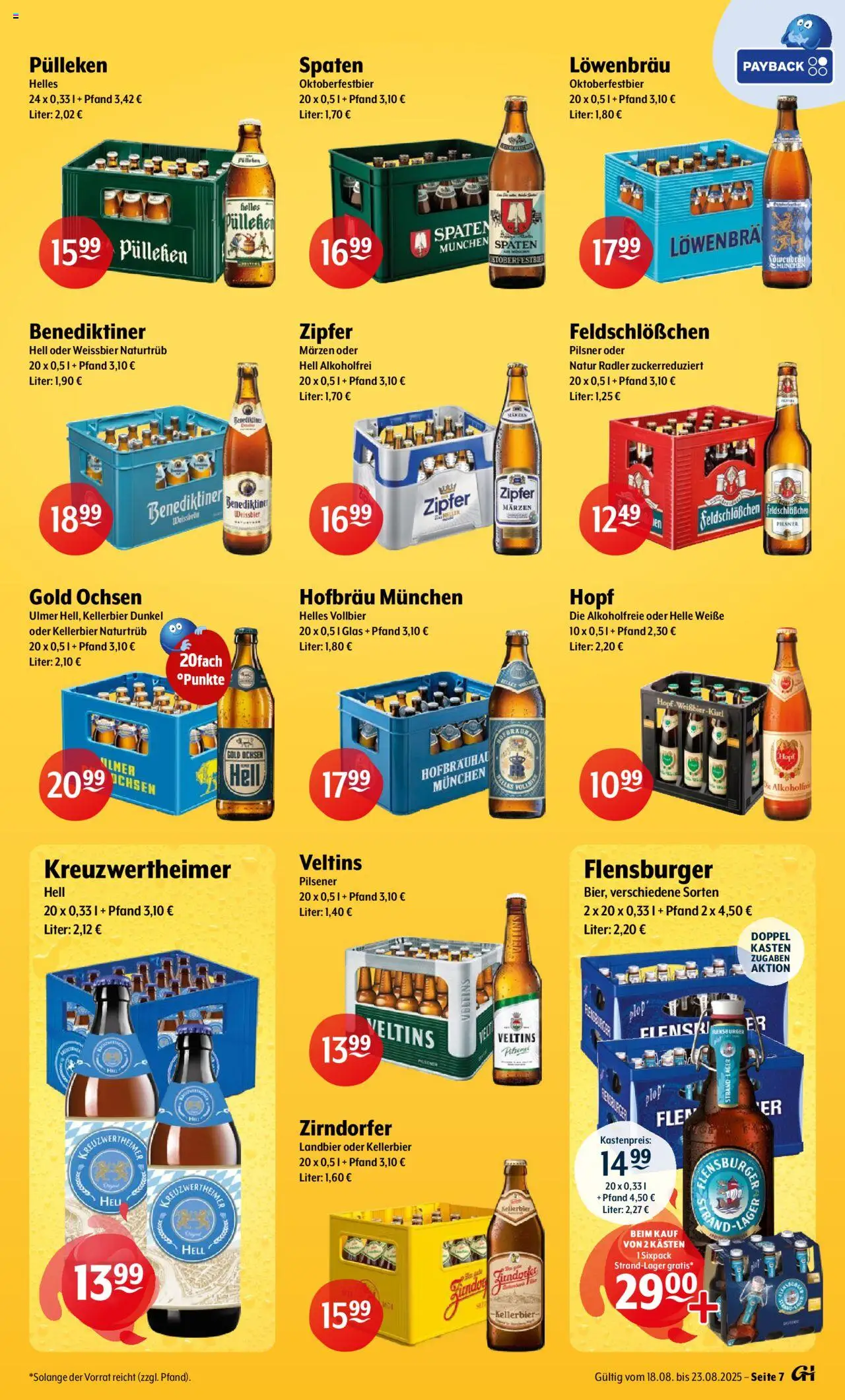 Trink und Spare Prospekt 	 - gültig ab dem 18.08.2025 | Seite: 7 | Produkte: Weißbier, Flensburger, Radler, Veltins