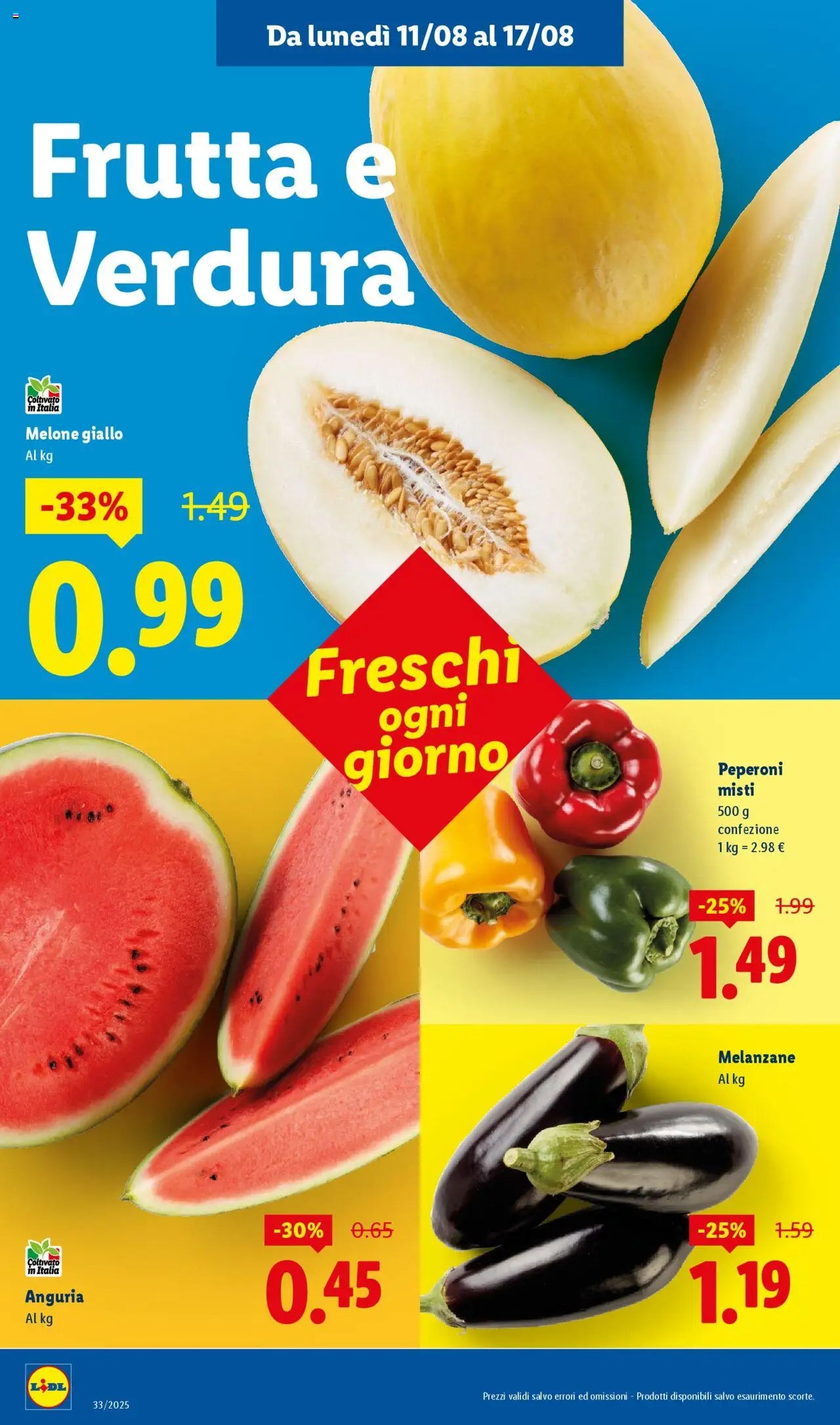 Volantino Lidl del 11.08.2025 | Pagina: 8 | Prodotti: Peperoni, Frutta, Anguria, Melone