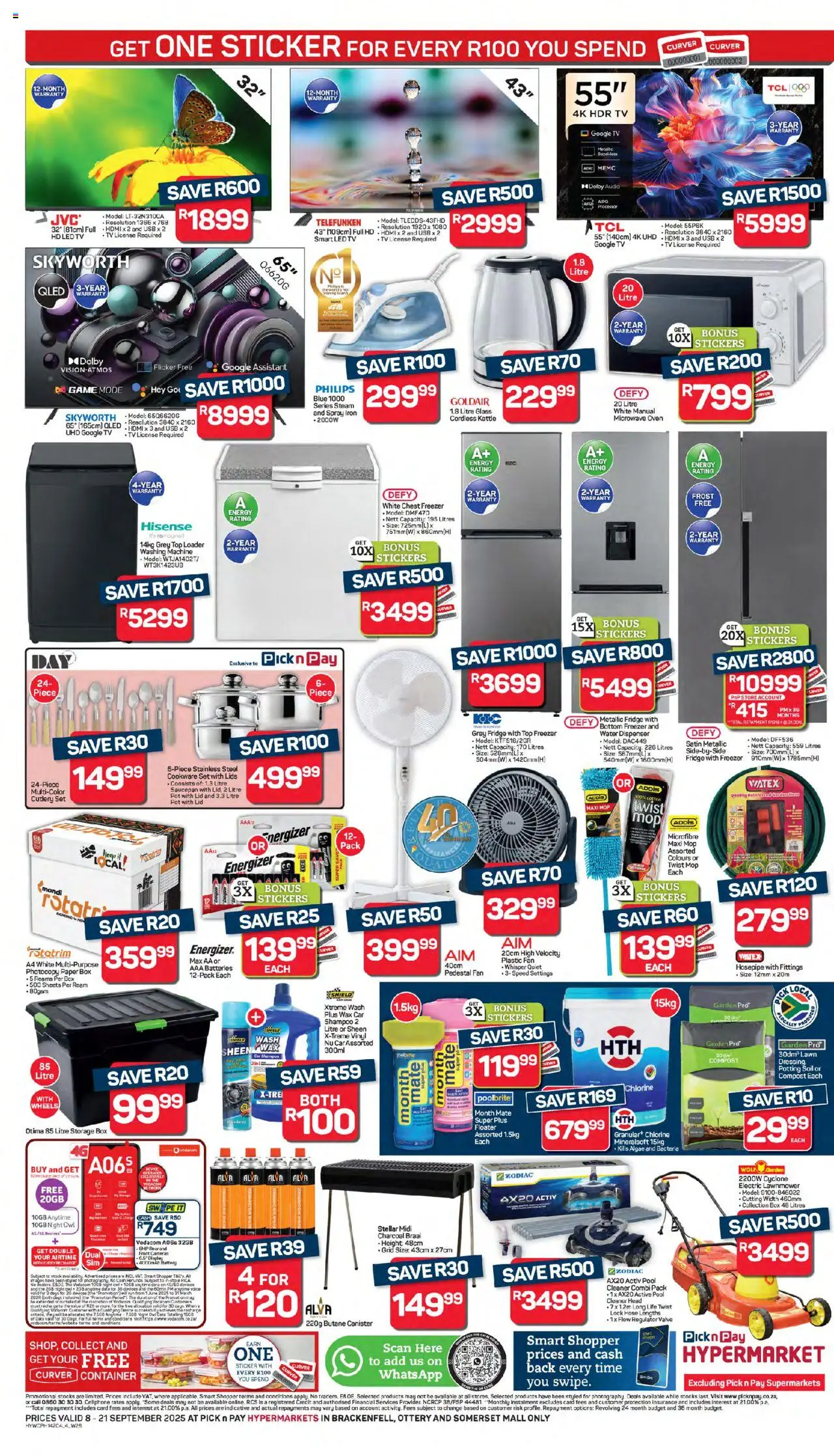 New Pick n Pay catalogue – valid from 08.09.2025 | Page: 4 | Products: Iron, TV, Fridge, Paper