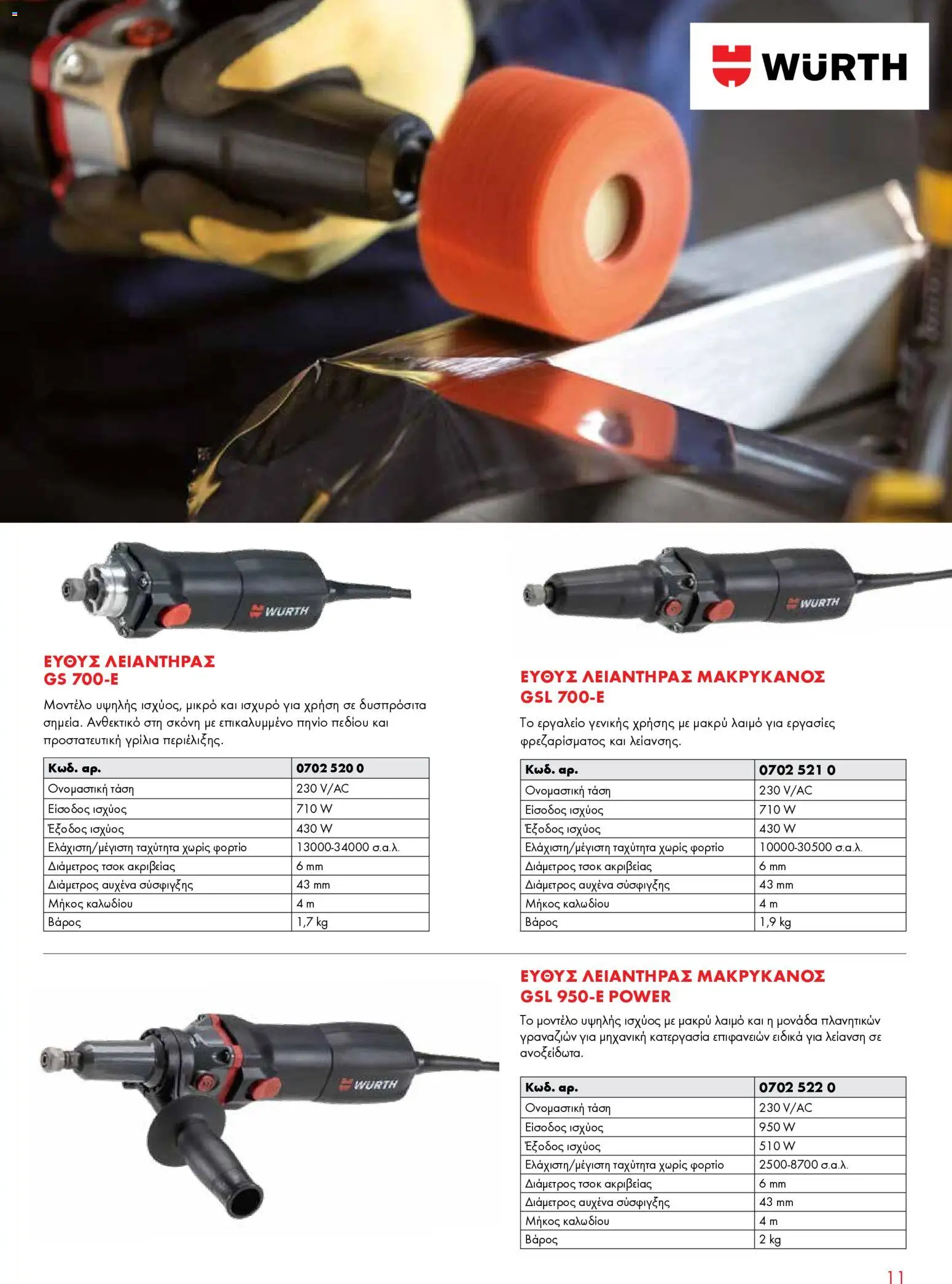 WURTH - Ηλεκτρικά Εργαλεία – σε ισχύ από 01.01.2026 | Σελίδα: 11