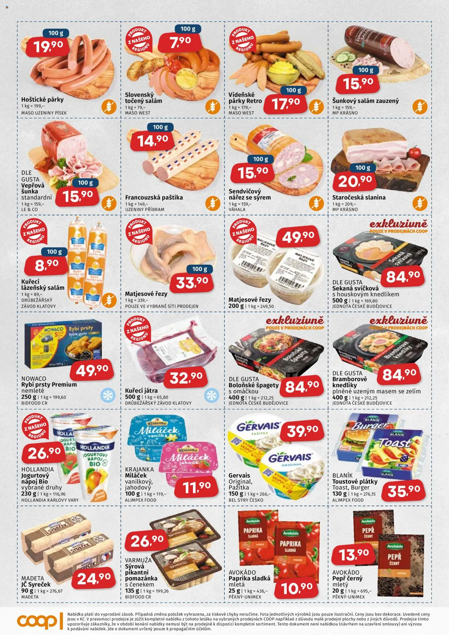 Coop leták - Západočeský region od 25.02.2026 | Strana: 2 | Produkty: Salám, Sýry, Gervais, Pomazánka