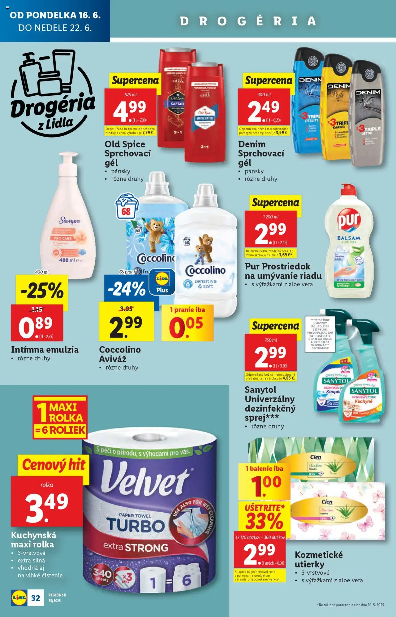 Lidl leták │ platný od 16.06.2025 | Strana: 40 | Produkty: Old Spice, Sanytol, Prostriedok na umývanie riadu, Coccolino