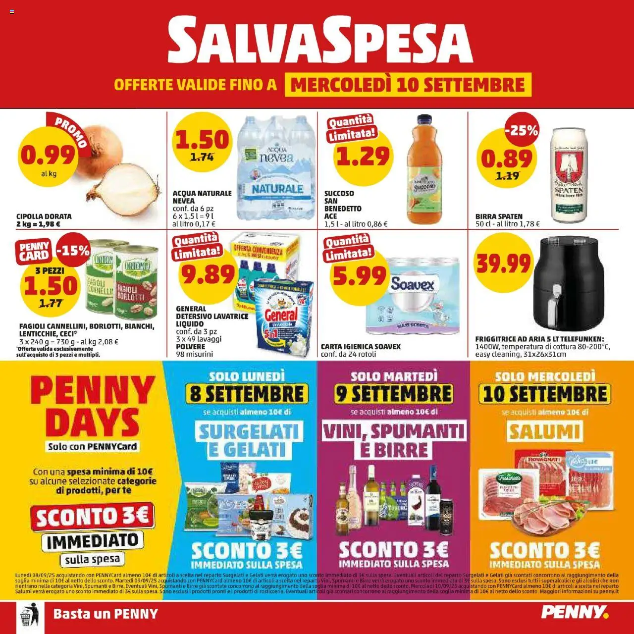 Volantino PENNY del 27.08.2025 | Pagina: 20 | Prodotti: Friggitrice ad aria, Tè, Fagioli, Lavatrice