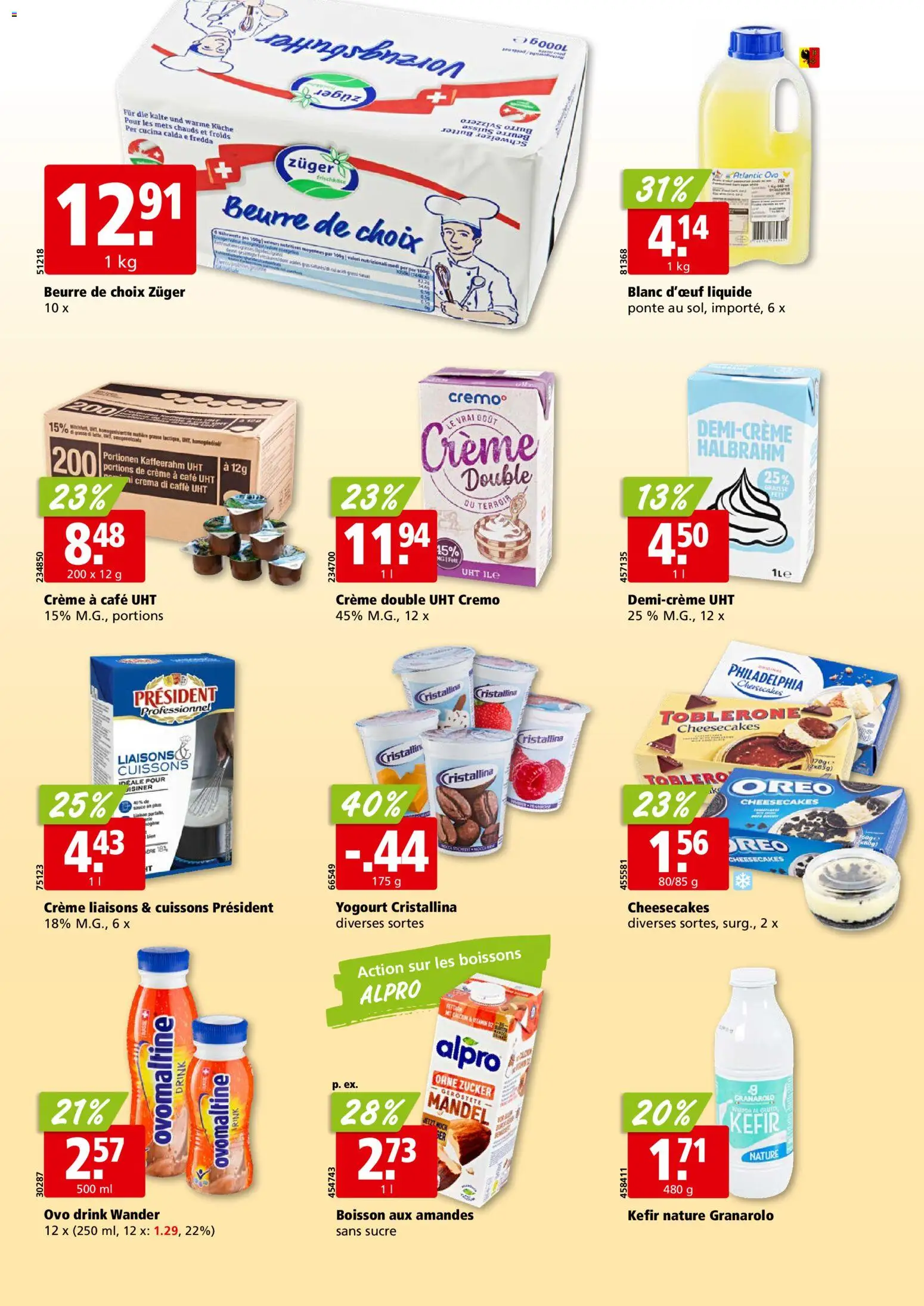 Aligro Aktionen Chavannes, Matran, Genève, Sion – gültig ab 19.01.2026 | Seite: 14 | Produkte: Kefir, Butter, Zucker, Creme