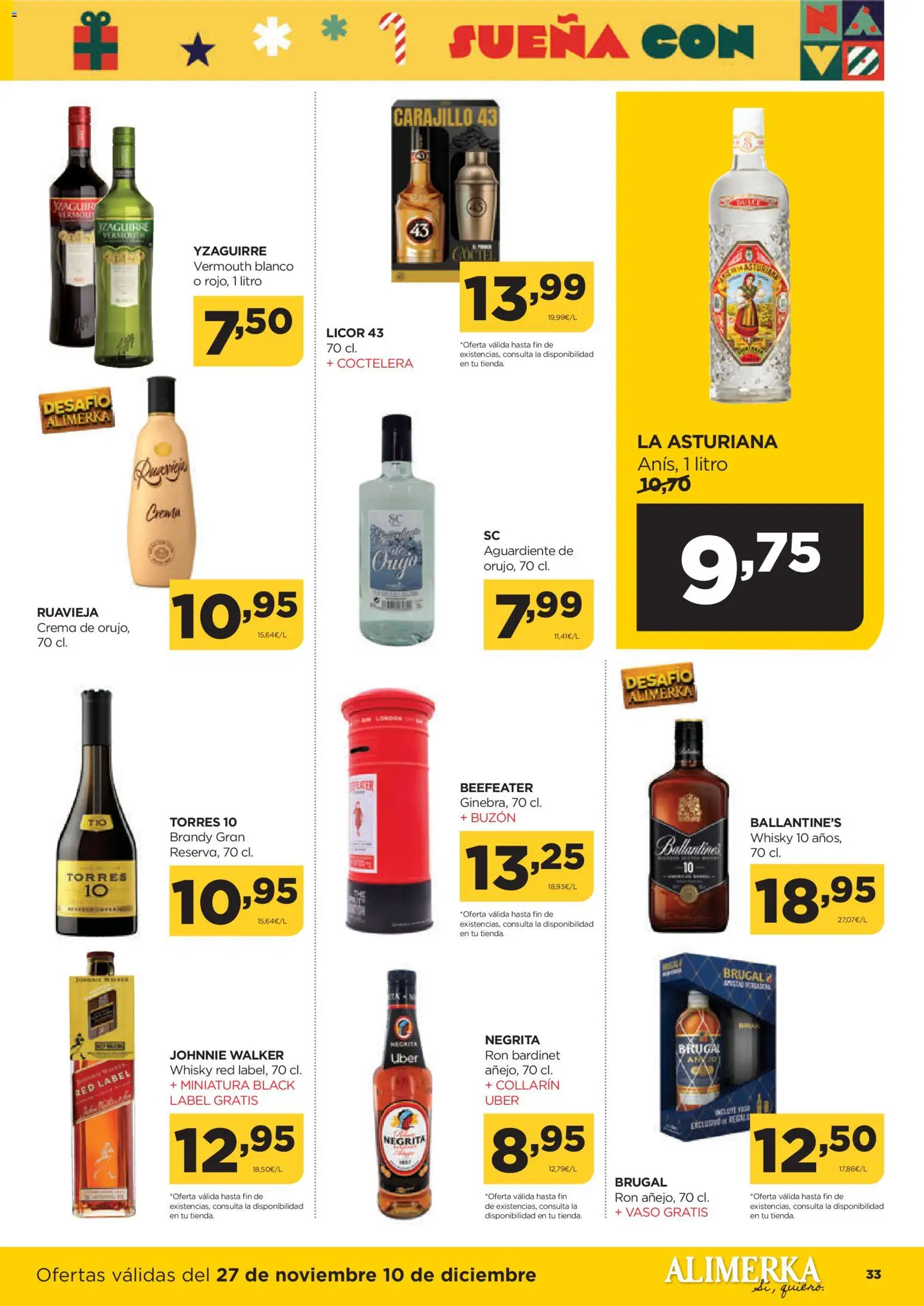 Alimerka folleto Castilla y León │ válido desde el 27.11.2025 | Página: 33 | Productos: Licor, Ron, Crema, Whisky