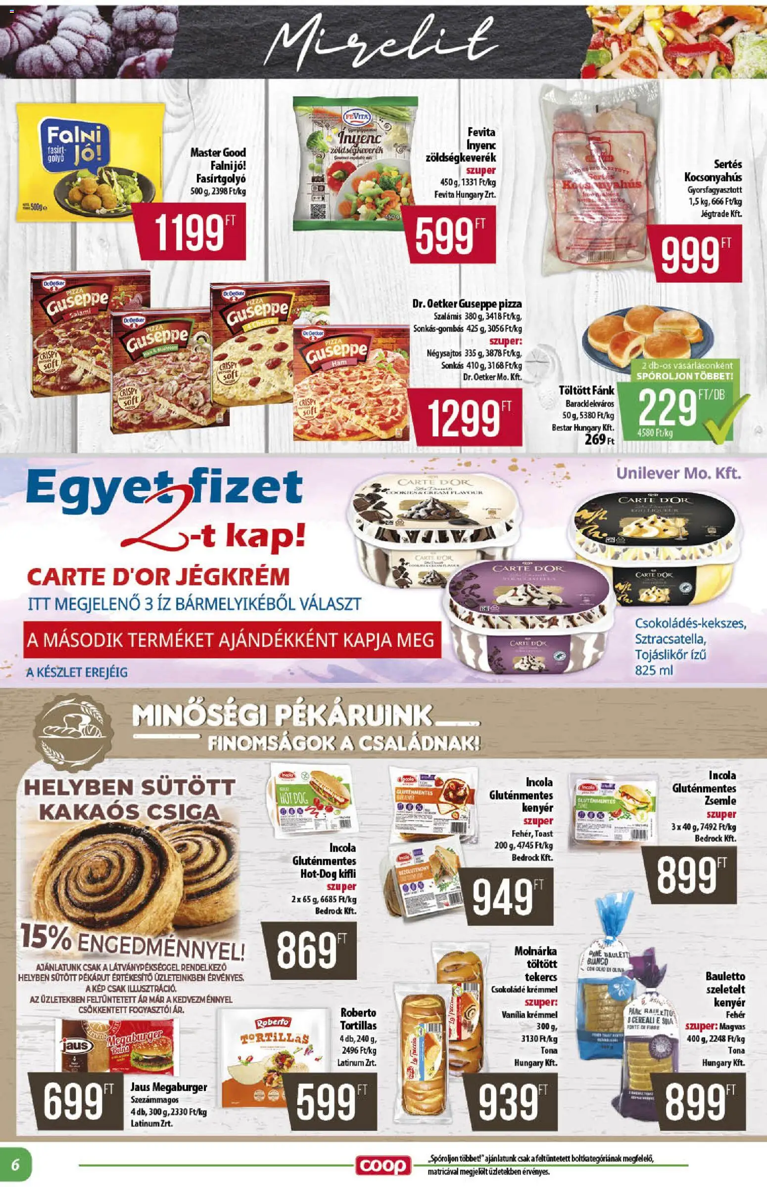 COOP akciós ujság - amely érvényes a következő dátumtól: 20.11.2025 | Oldal: 6 | Termékek: Tojáslikőr, Gluténmentes, Kakaós csiga, Jégkrém