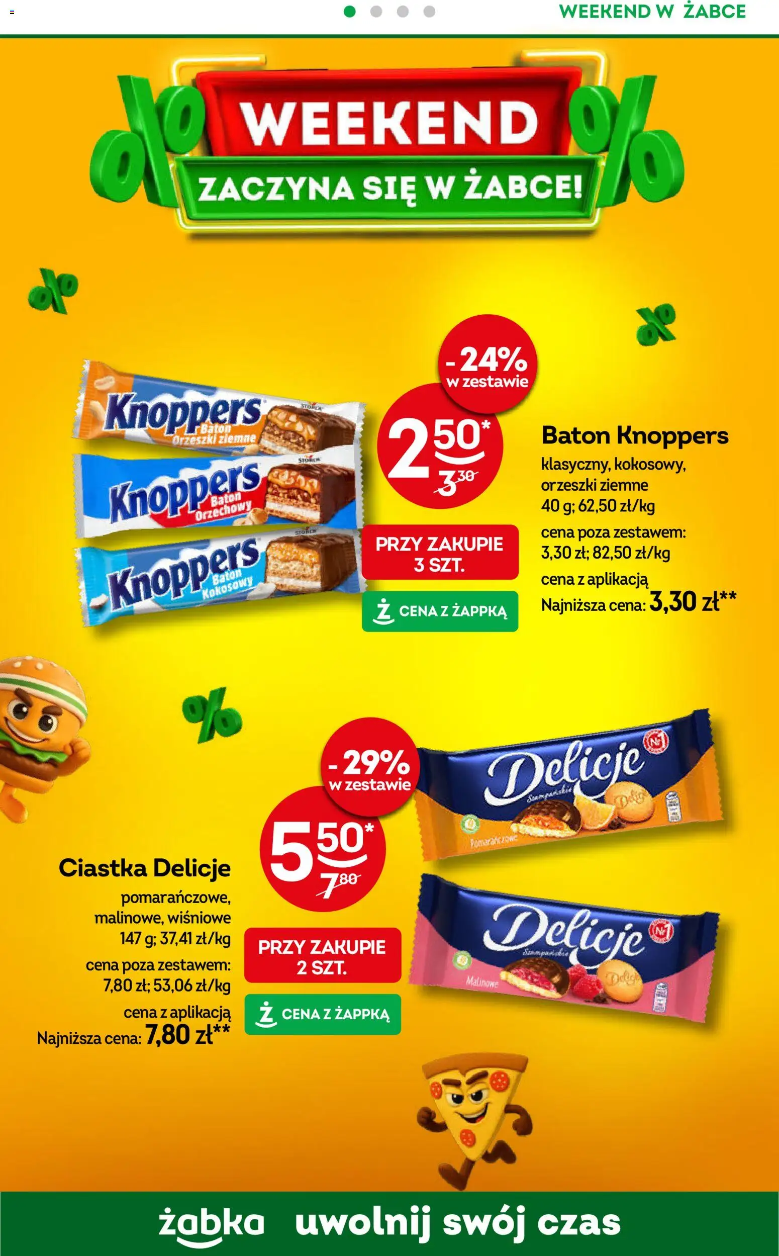 Żabka Gazetka - Weekendowe promocje od 28.11.2025 | Strona: 2 | Produkty: Knoppers, Baton, Orzeszki ziemne, Ciastka