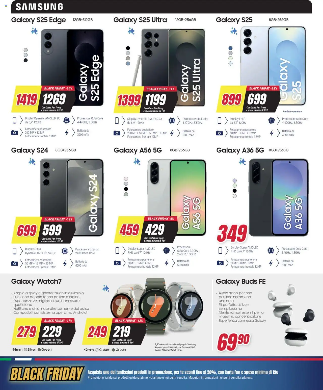 Volantino Trony del 19.06.2025 | Pagina: 3 | Prodotti: Samsung Galaxy, Alluminio, Fan, Batteria