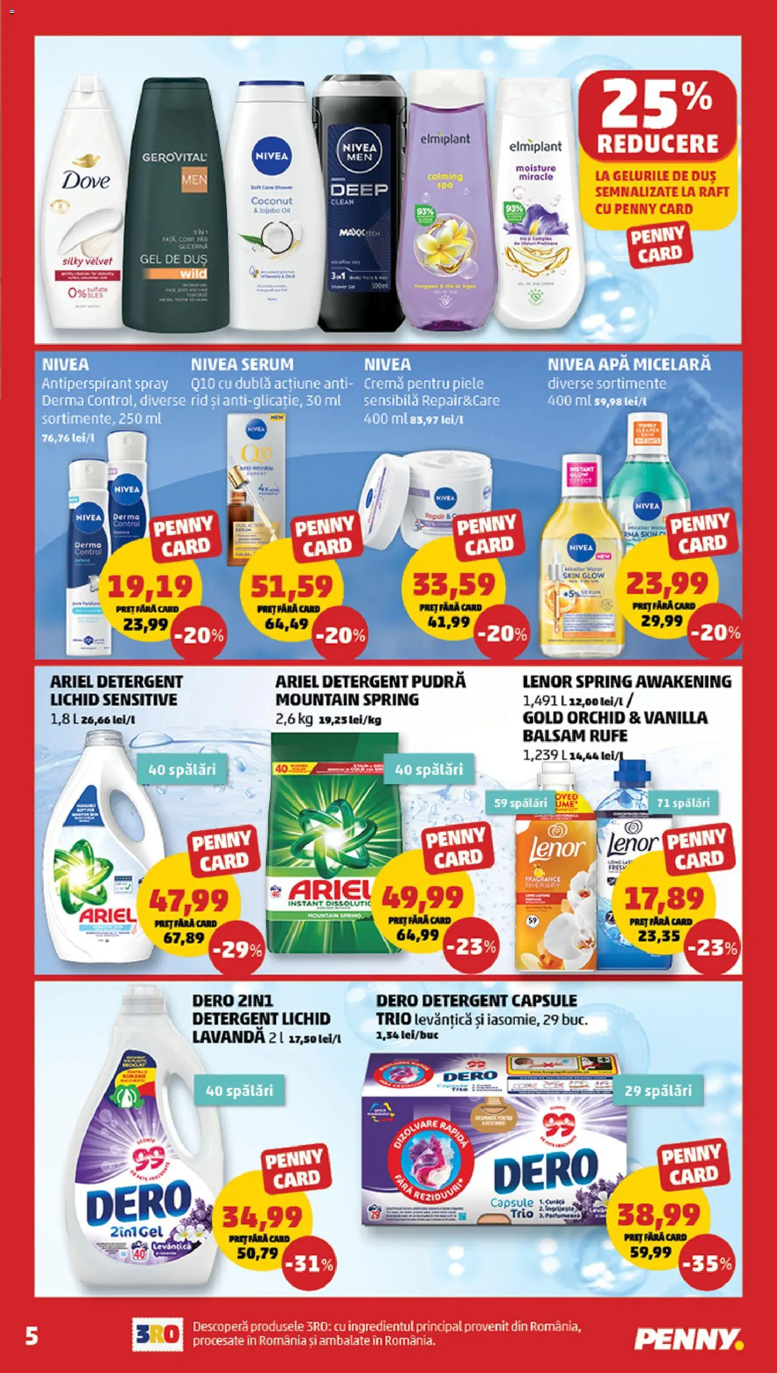 Noul catalog PENNY – valabil de la 25.02.2026 | Pagină: 5 | Produse: Raft, Cremă, Apă micelară, Gel de duș