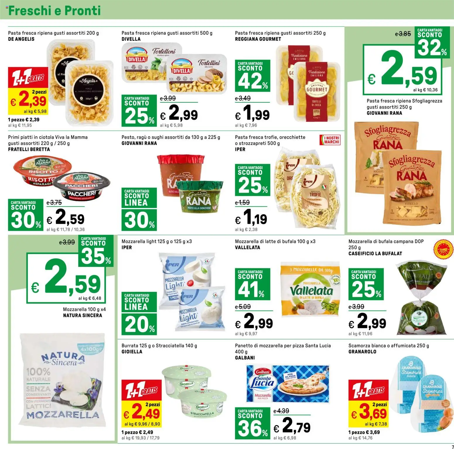 Volantino Iper del 24.04.2026 | Pagina: 7 | Prodotti: Pizza, Pasta, Tortelloni, Burrata