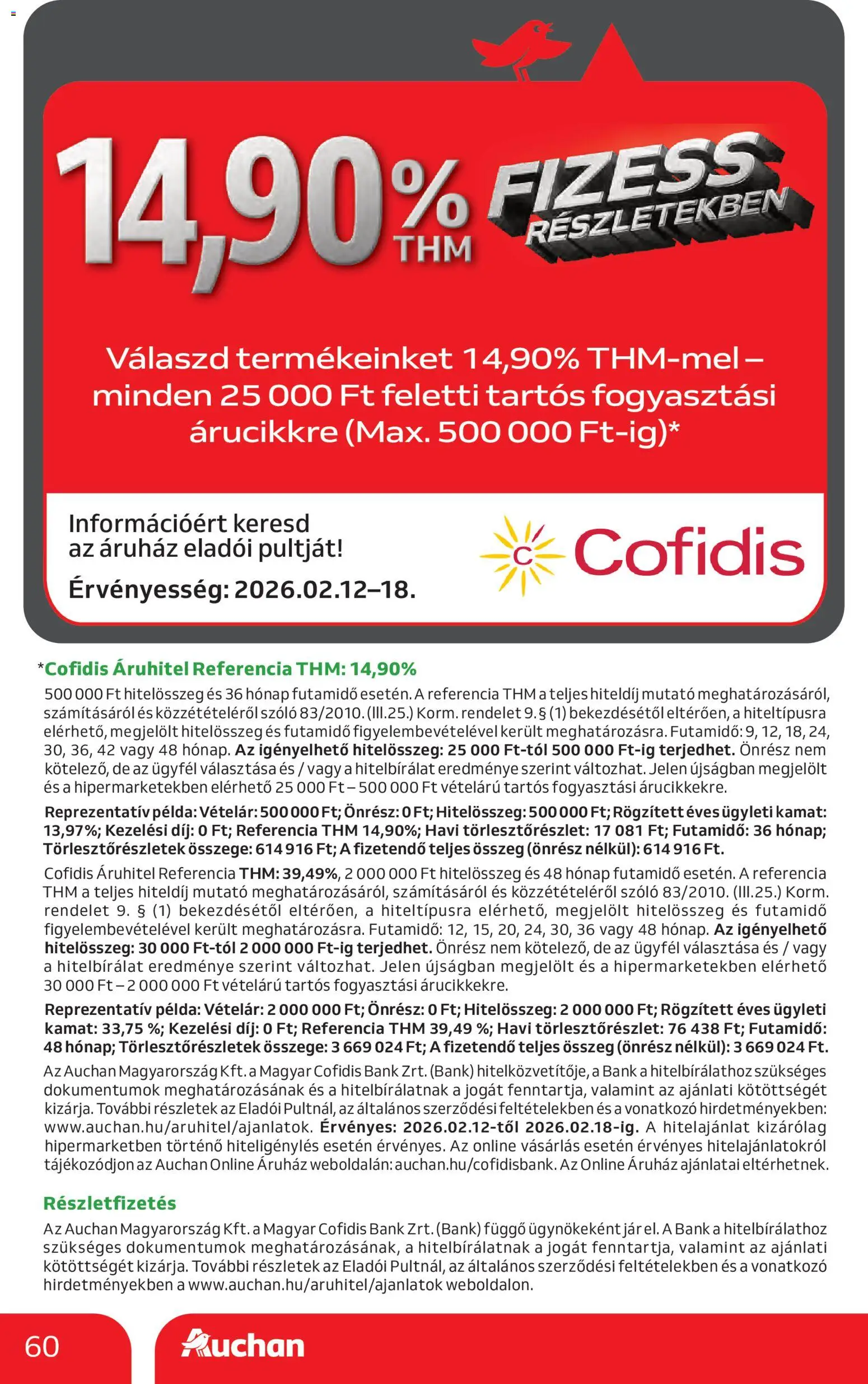 Auchan akciós ujság - amely érvényes a következő dátumtól: 12.02.2026 | Oldal: 60 | Termékek: Szőlő