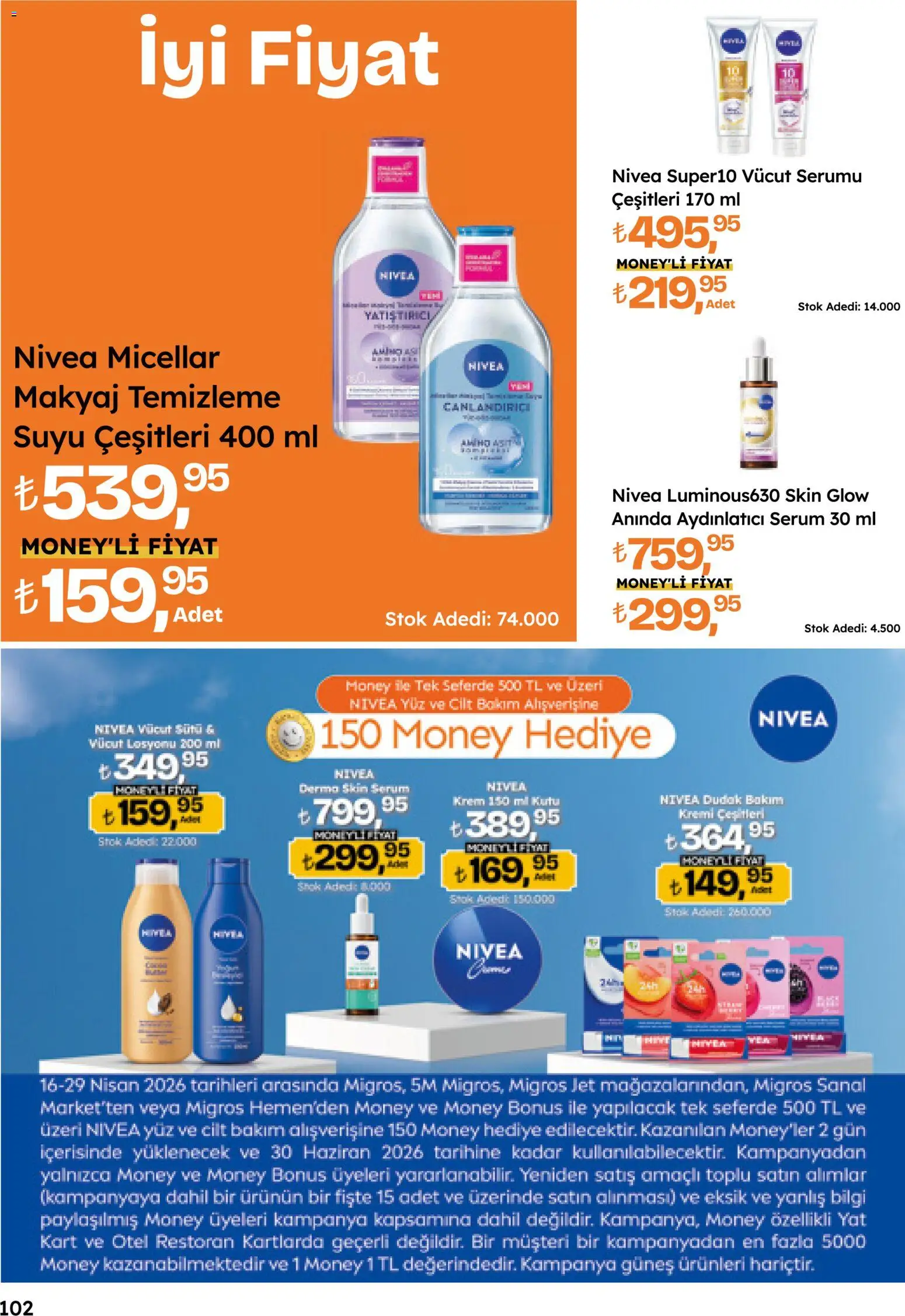 Migros Katalog - Migroskop - 16.04.2026 tarihinden itibaren geçerlidir | Sayfa: 102 | Ürünler: Kutu, Krem, Makyaj