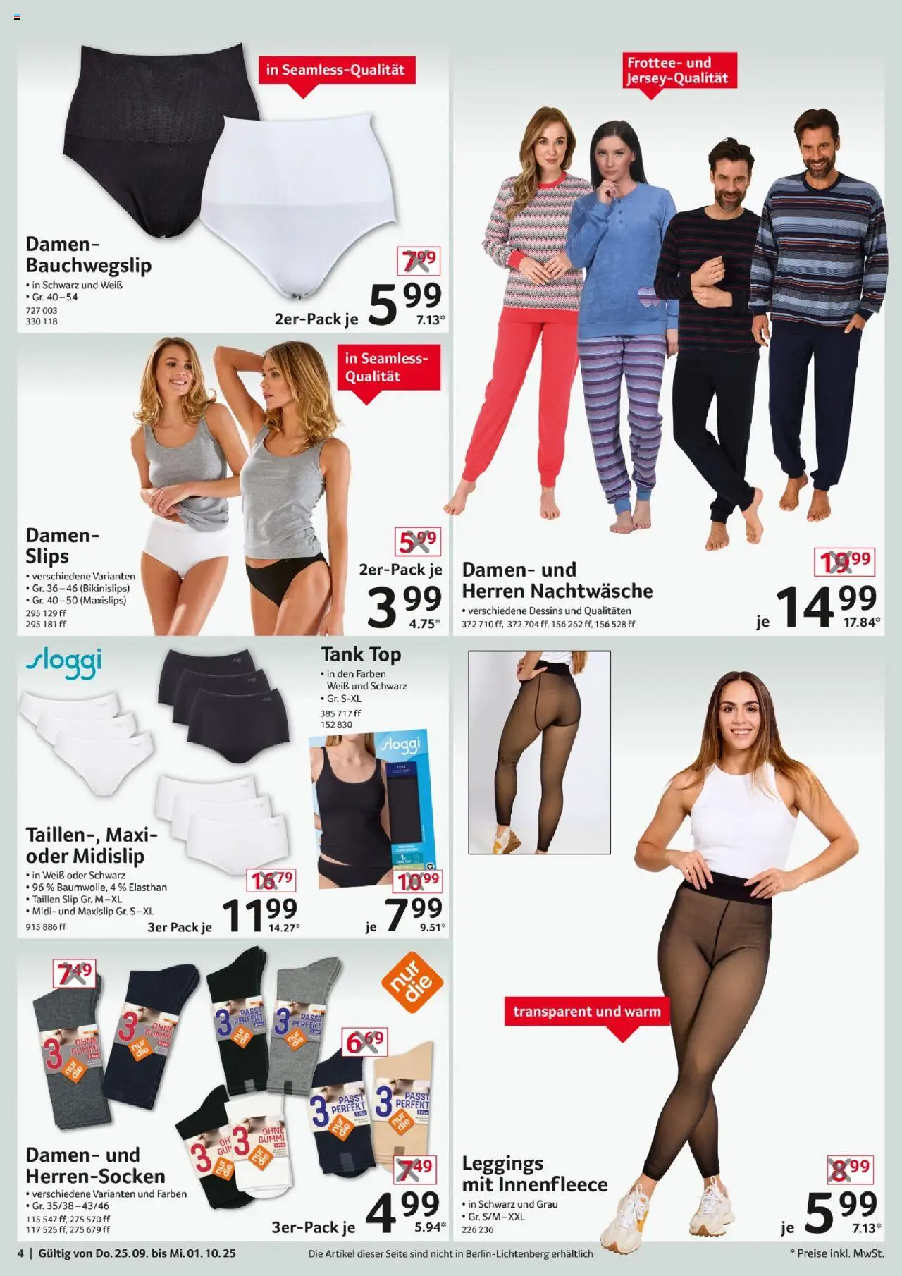 Selgros  Non Food – gültig ab 25.09.2025 | Seite: 4 | Produkte: Top, Leggings, Slip