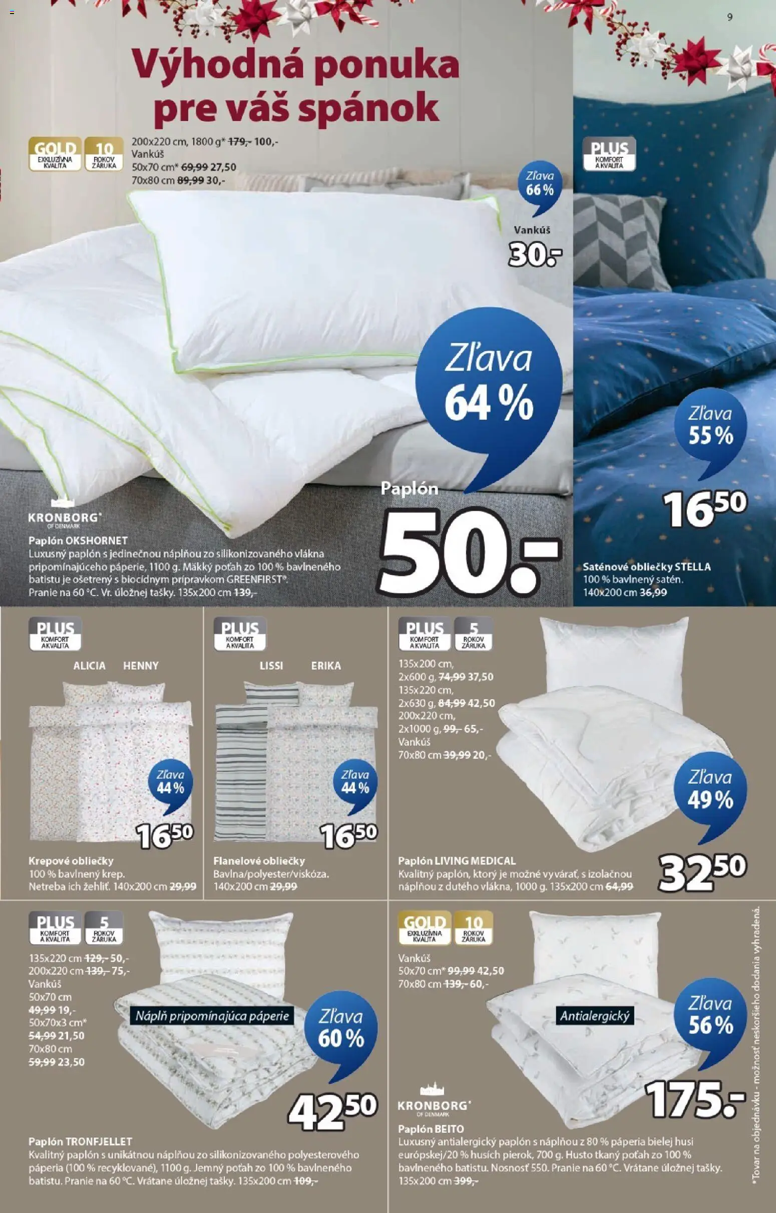 Nové JYSK akcie – leták je platný od 10.12.2025 | Strana: 9 | Produkty: Obliečky, Vankúš