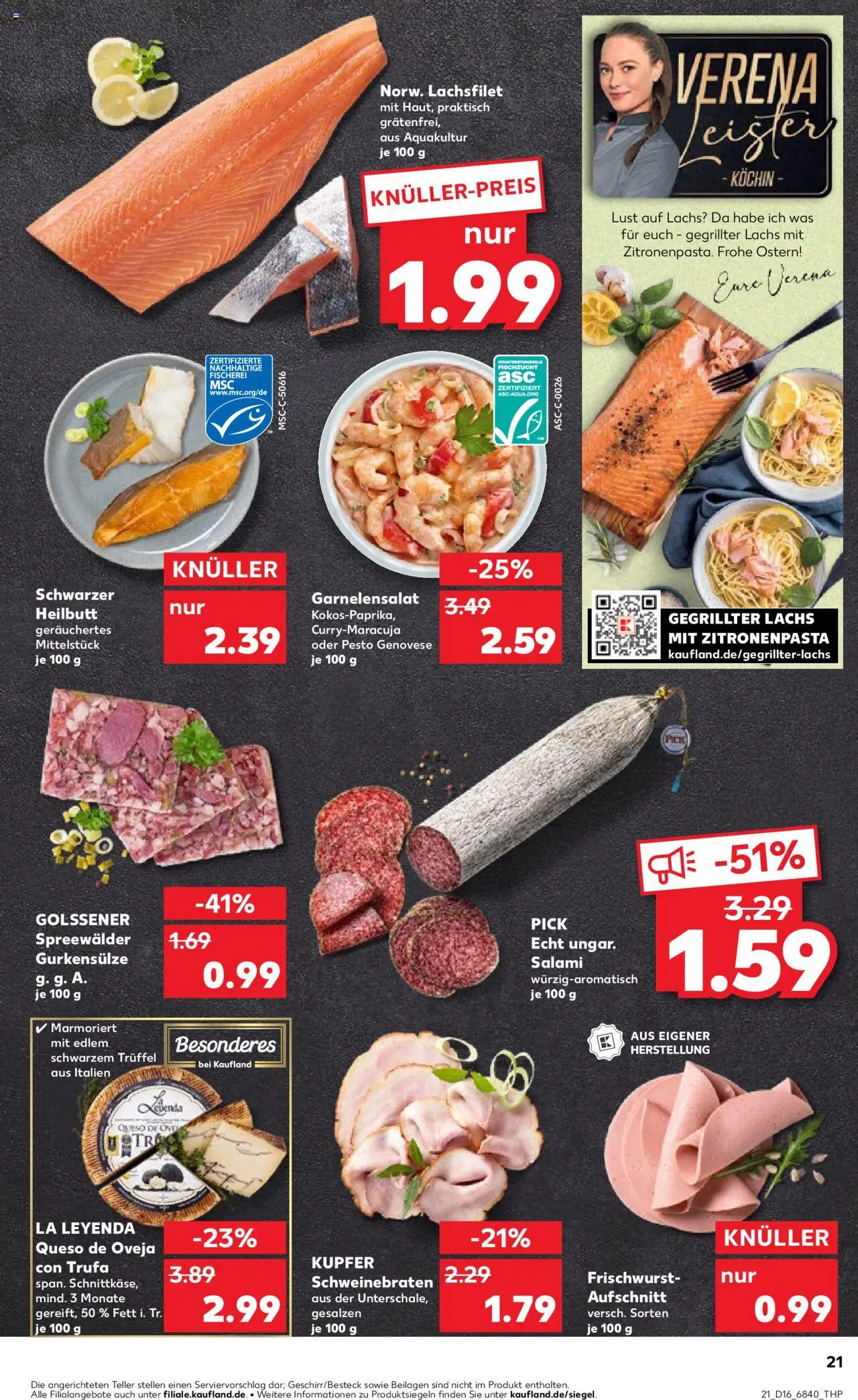 Kaufland - Hamburg, Bergedorfer Straße 106 - gültig ab dem 17.04.2025 | Seite: 21 | Produkte: Lachs, Salami