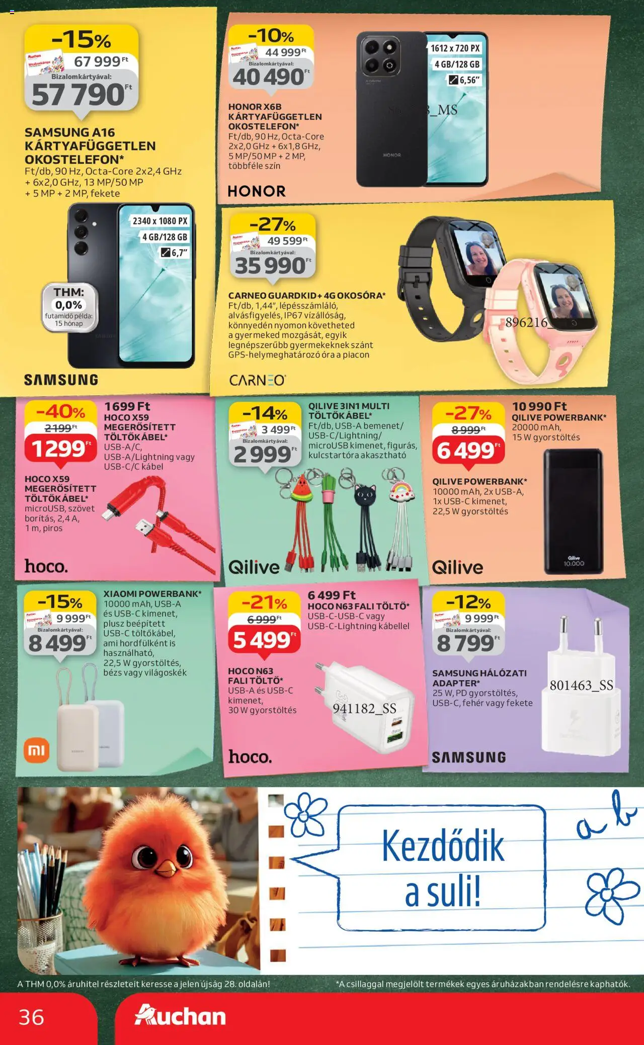 Auchan akciós ujság - amely érvényes a következő dátumtól: 07.08.2025 | Oldal: 36 | Termékek: Kábel, Xiaomi, Samsung, Óra