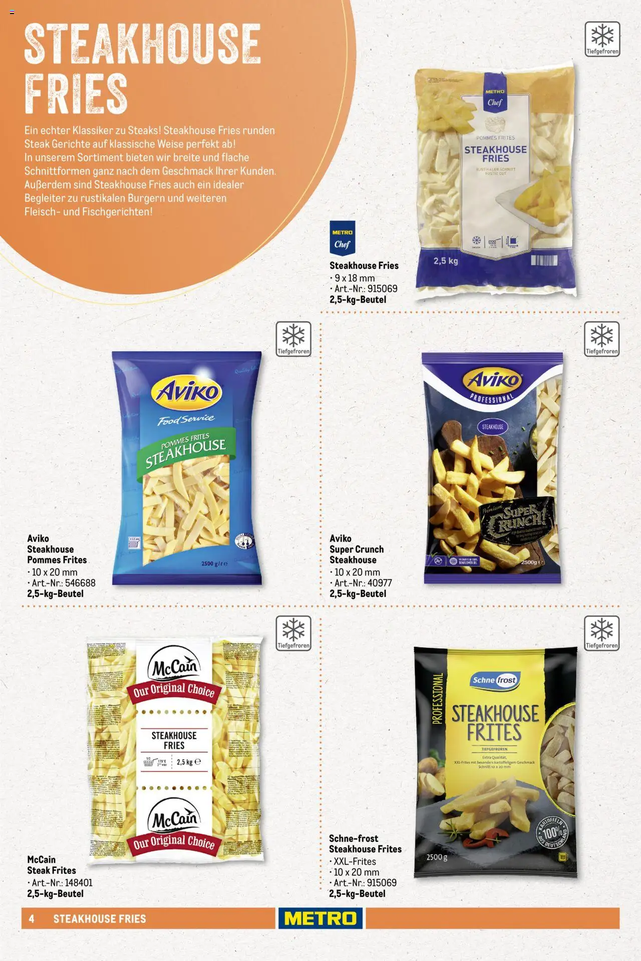 Metro - Pommessortiment – gültig ab 01.03.2025 | Seite: 4 | Produkte: McCain, Steak, Fleisch
