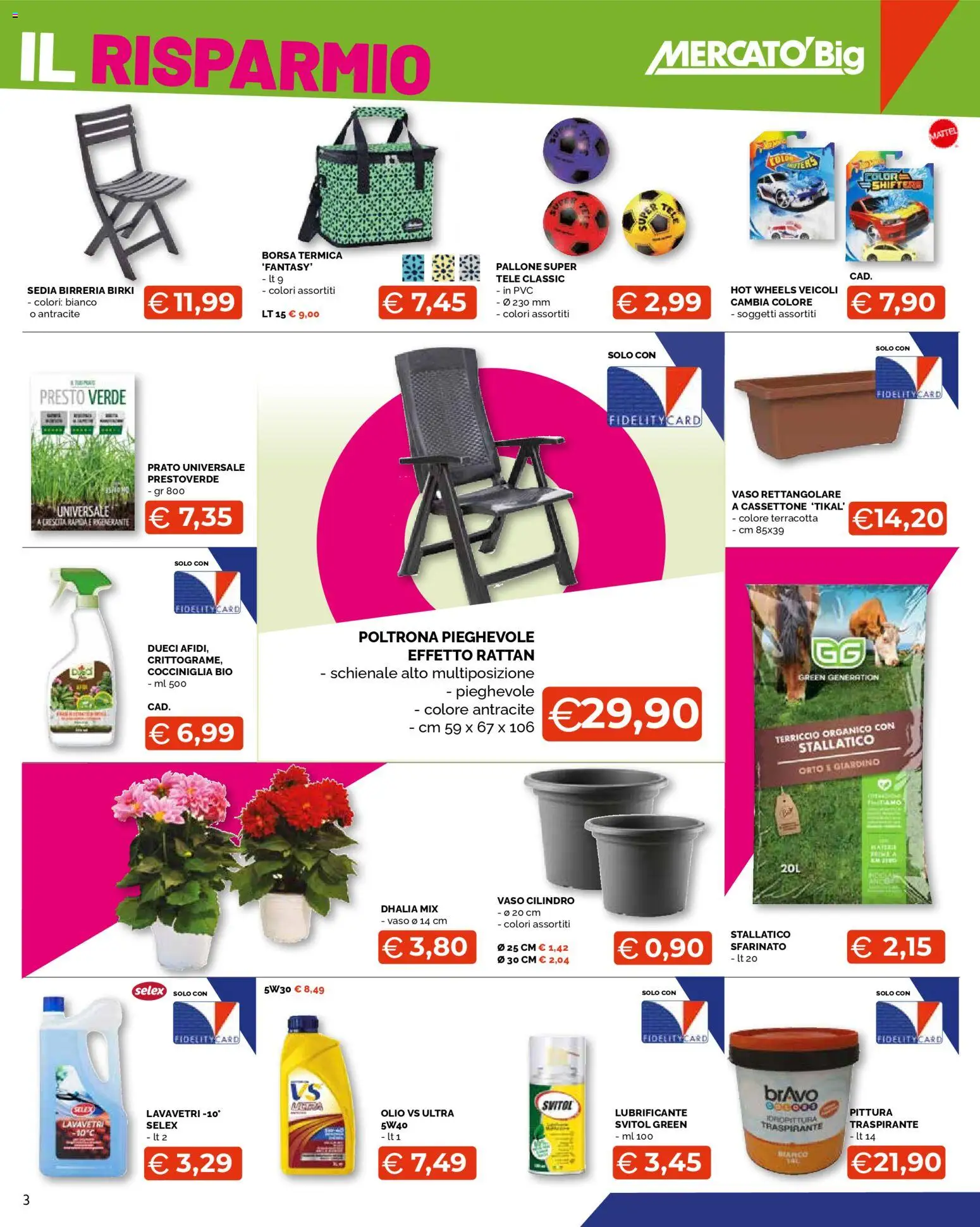 Volantino Mercatò del 07.04.2026 | Pagina: 3 | Prodotti: Lubrificante, Olio, Sedia, Vaso